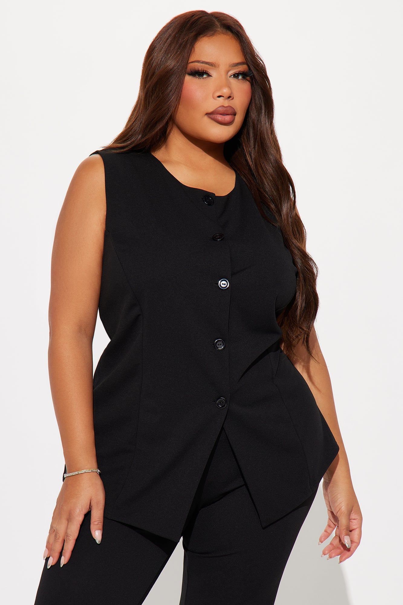 Office Sweetheart Vest Pant Set - Black