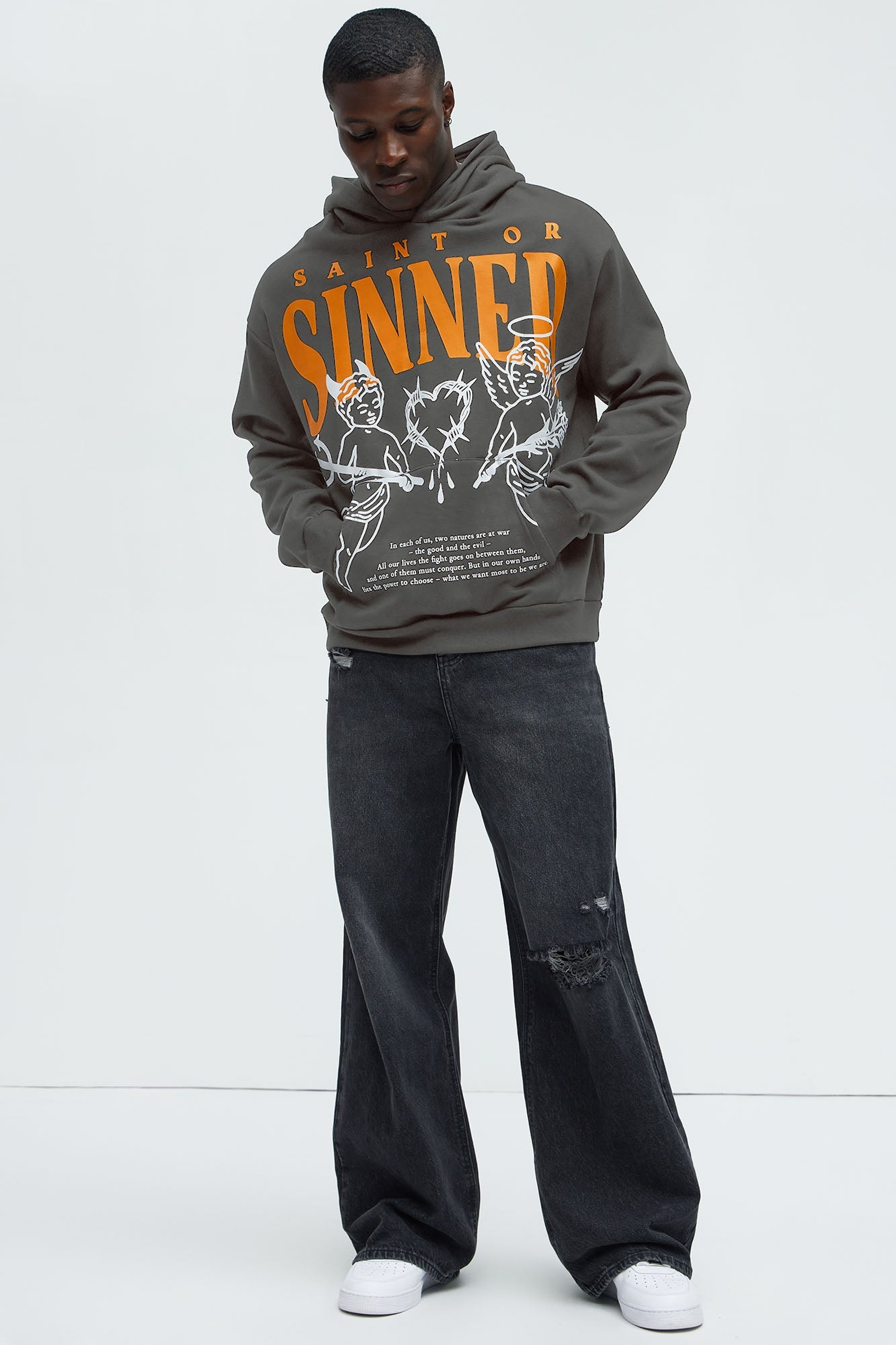 Saint Or Sinner Hoodie - Grey