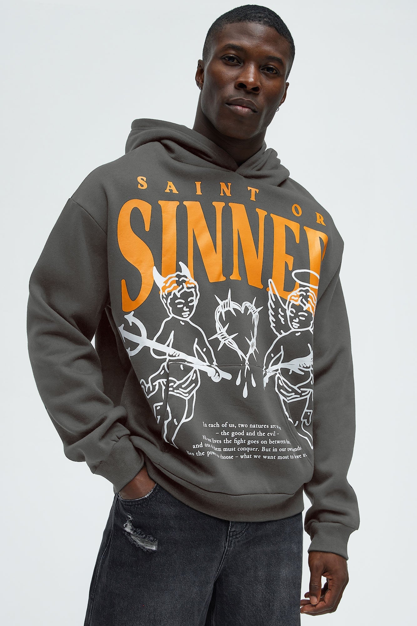 Saint Or Sinner Hoodie - Grey