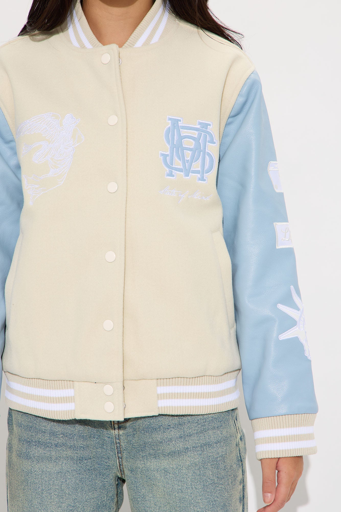 Mini State Of Mind Varsity Jacket - Cream/combo