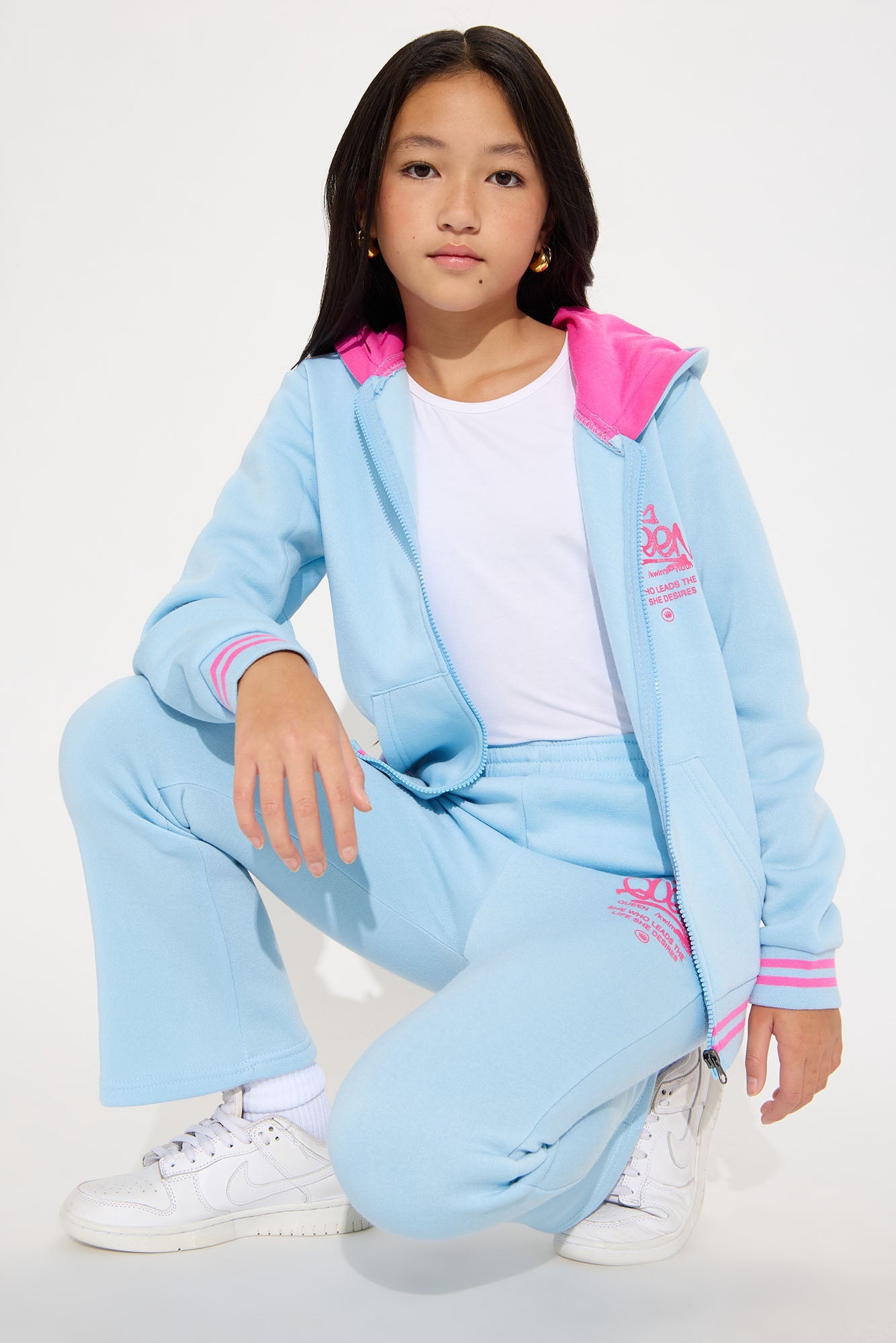 Mini Respect The Queen Hoodie And Pant Set - Blue
