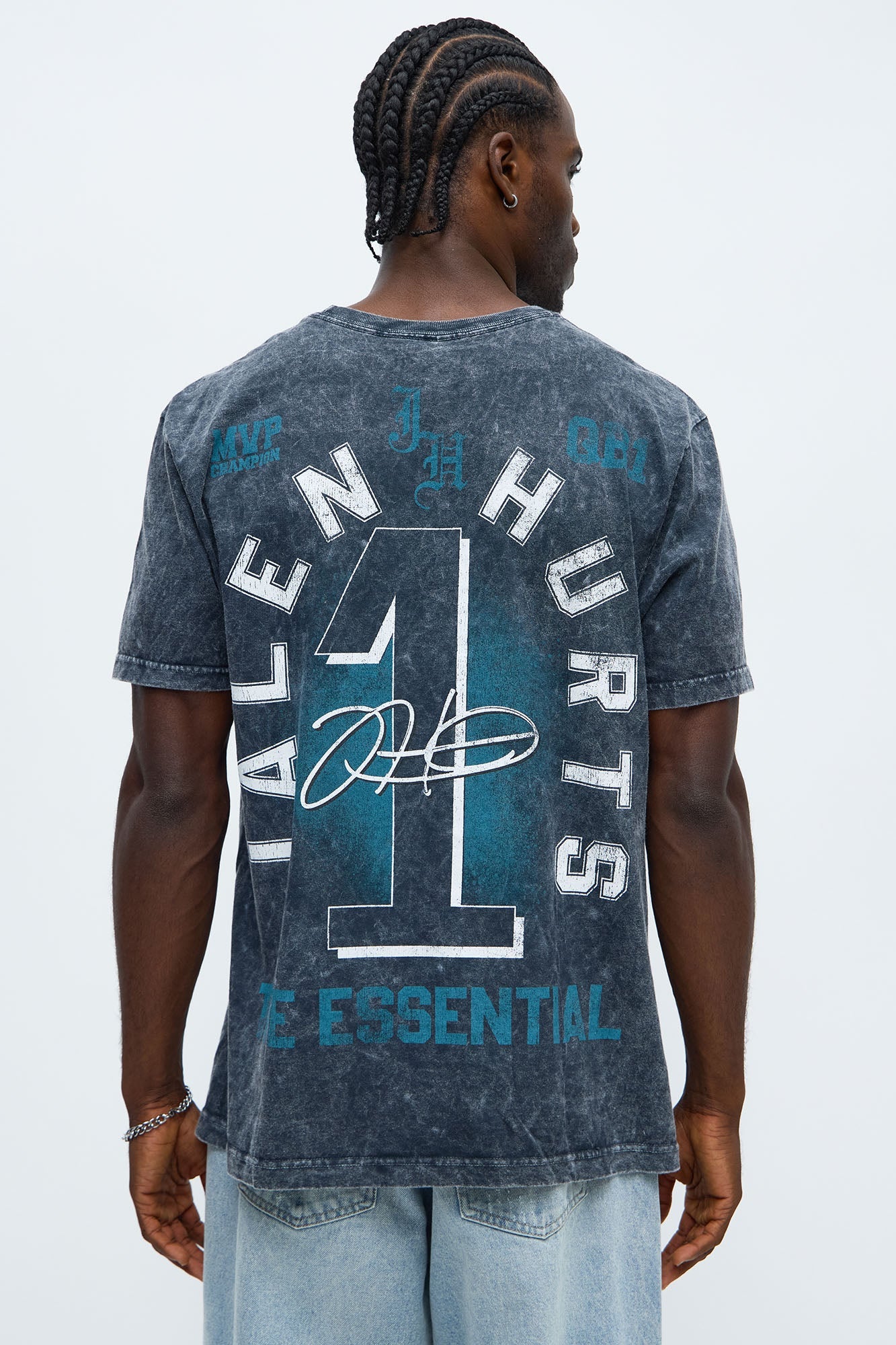 Jalen Hurts Bobble Head Short Sleeve Tee - Black Wash