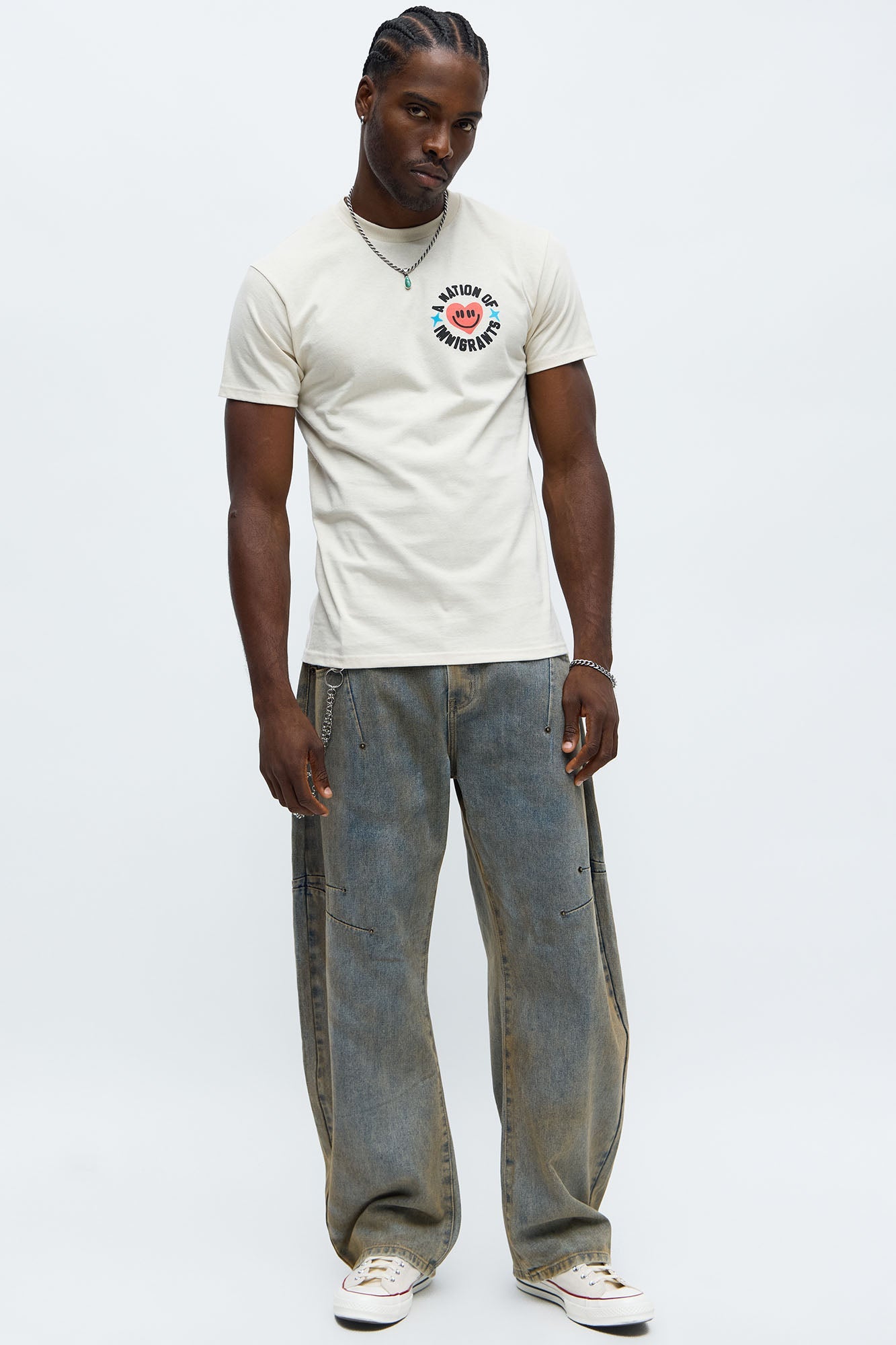 Immigrant Nation With Love Short Sleeve Tee - Natural