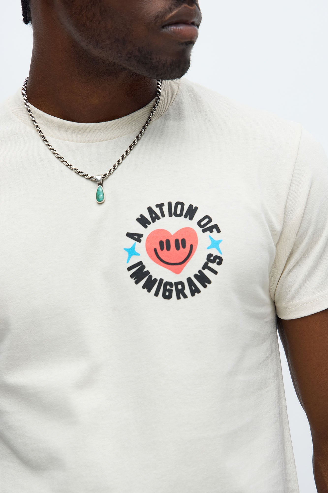 Immigrant Nation With Love Short Sleeve Tee - Natural