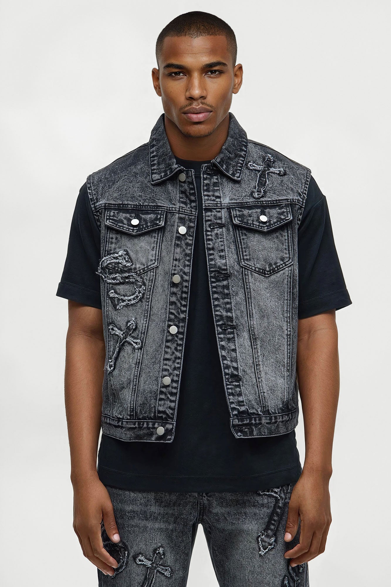 Street Testament Denim Vest - Grey