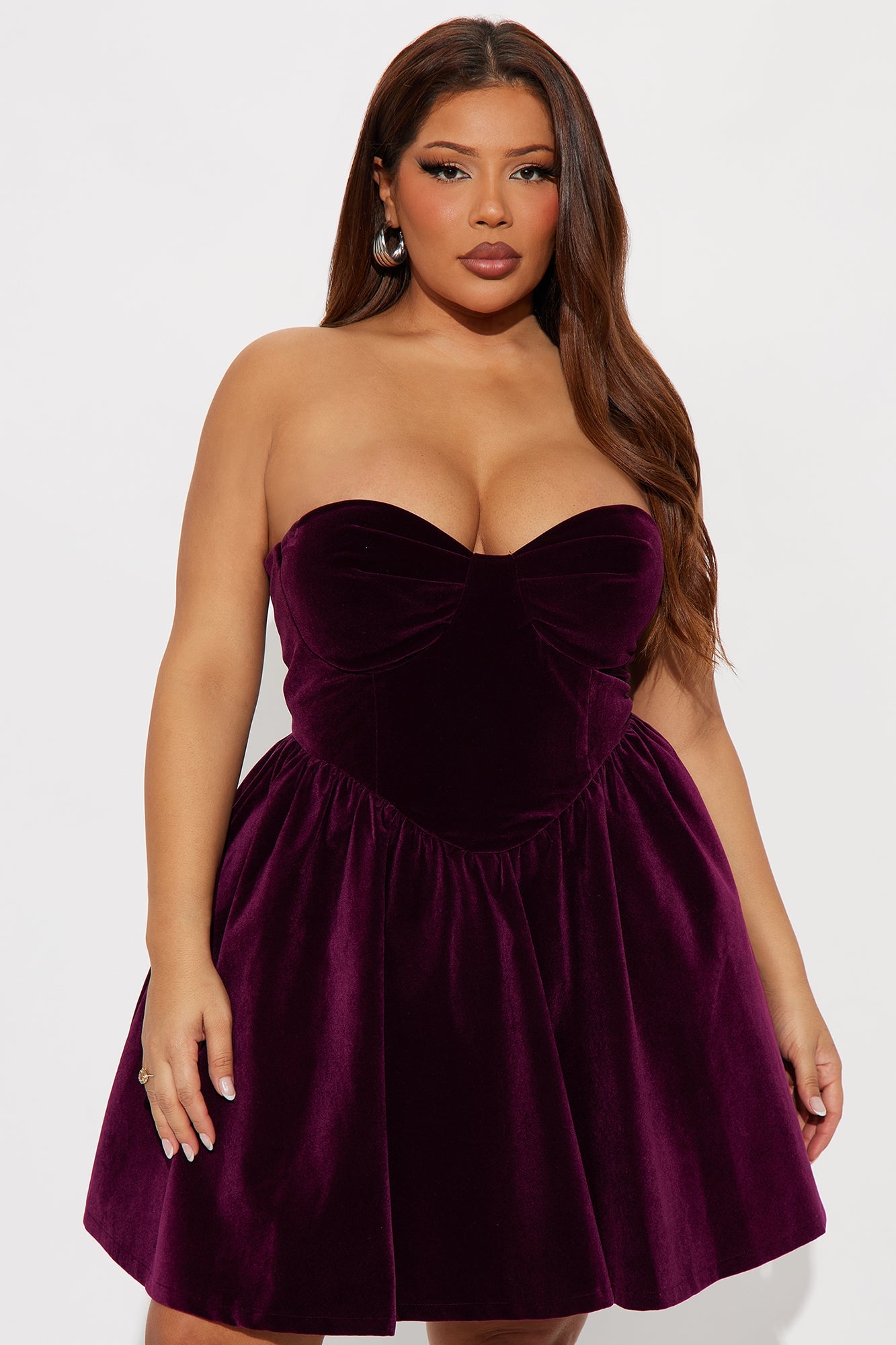 Joyce Velvet Mini Dress - Plum