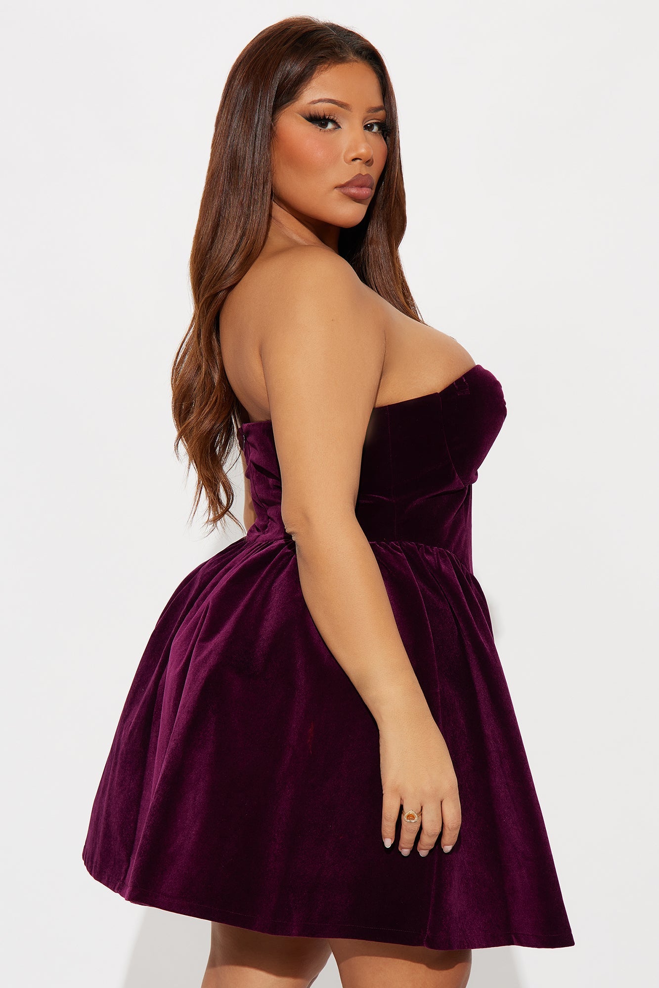 Joyce Velvet Mini Dress - Plum