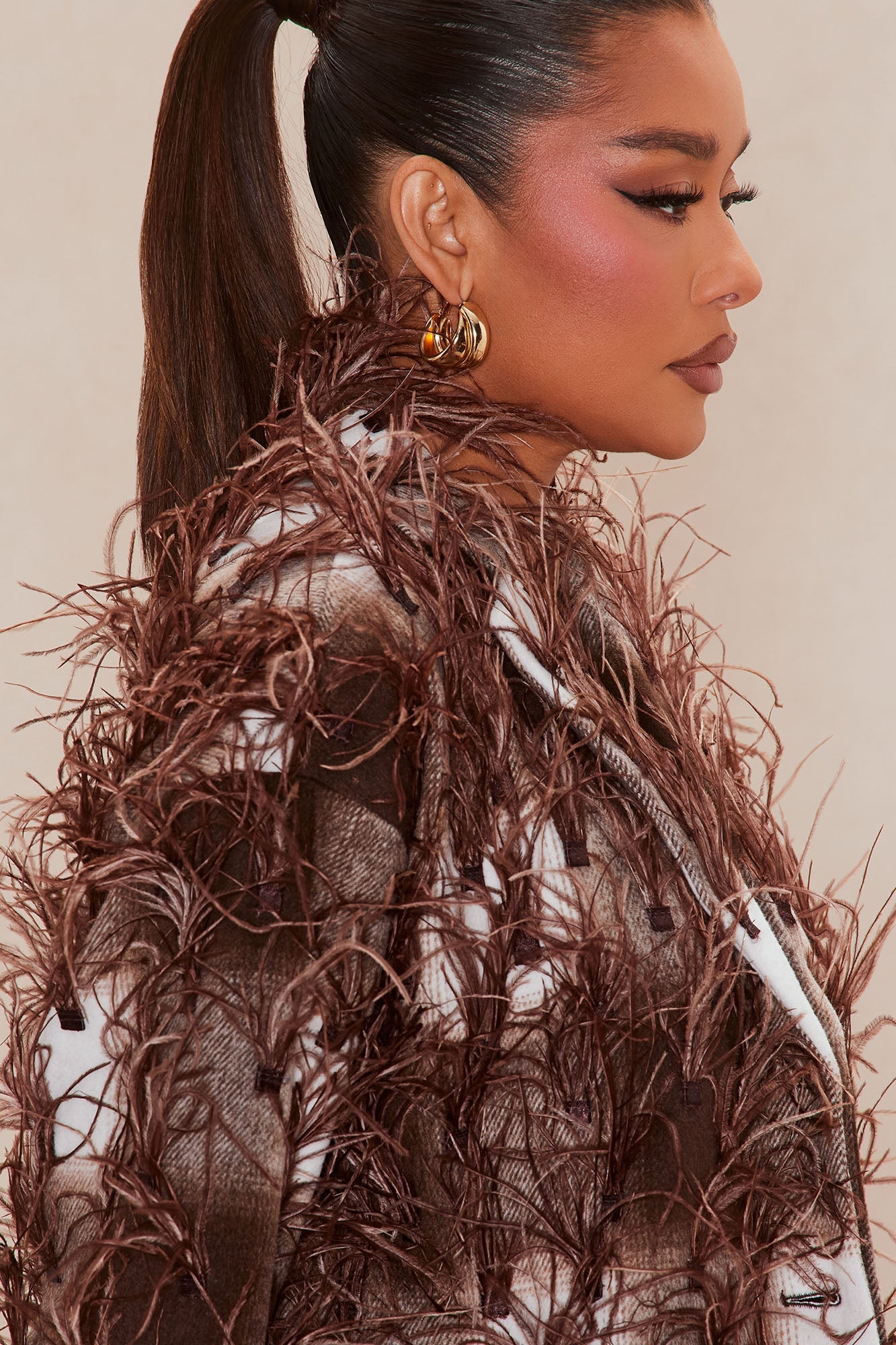 Nadya Feathered Jacket - Brown