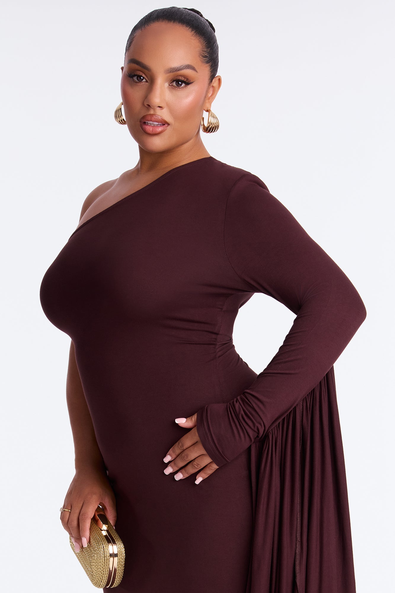Counting Kisses Draped Maxi Dress - Chocolate