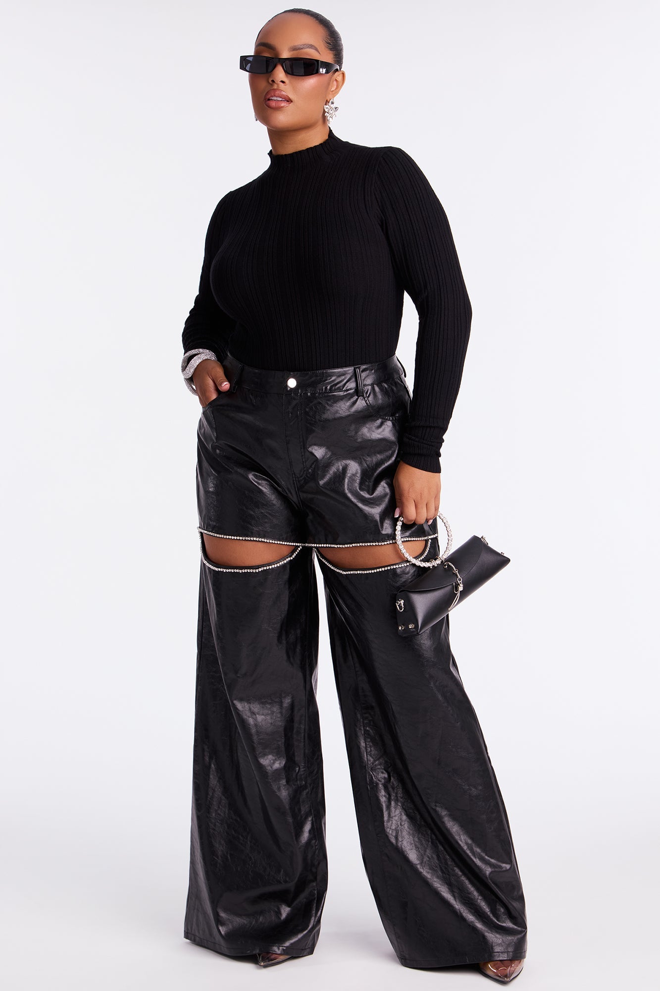 Ellis Mock Neck Sweater Top - Black