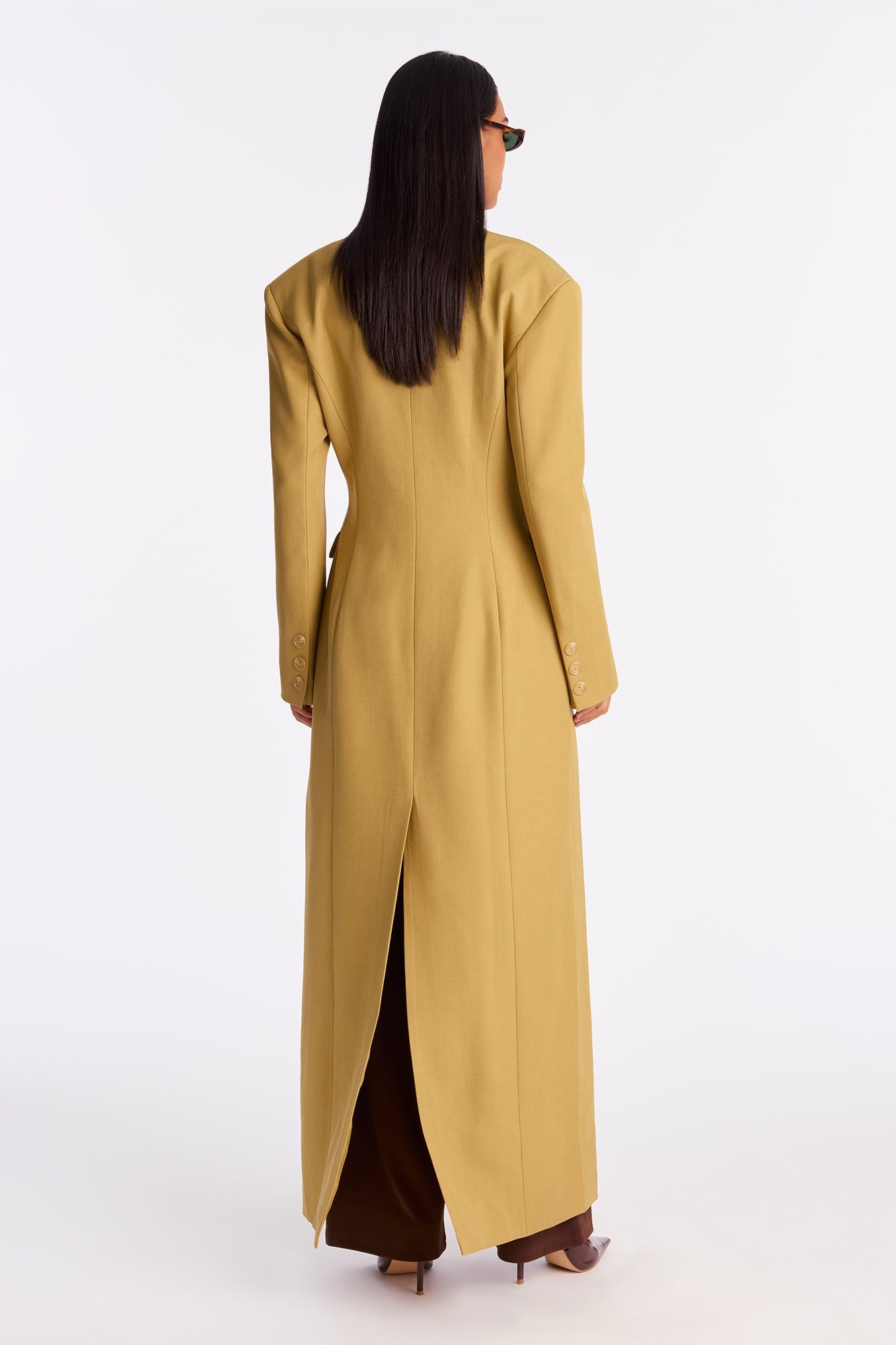 Wescott Double Breasted Crepe Coat - Mustard