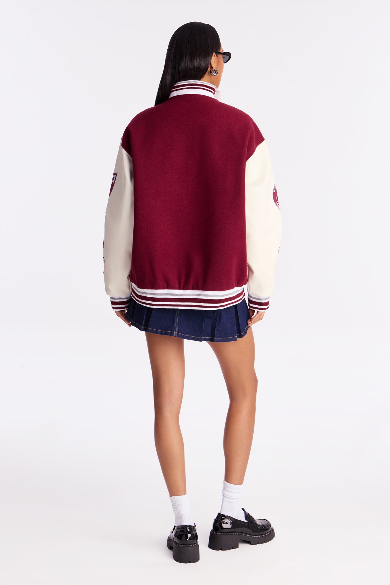 World Wide Chaos Varsity Jacket - Burgundy/combo