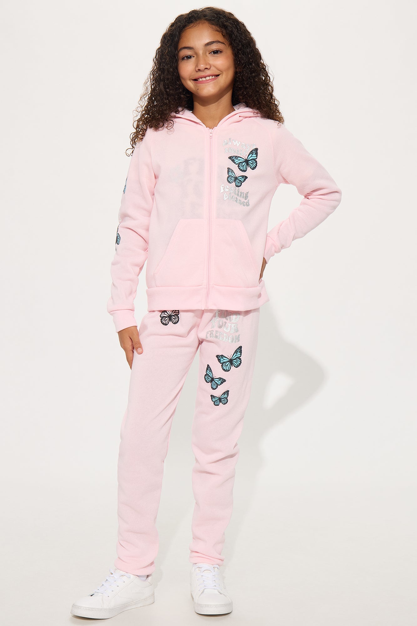 Mini Find Your Freedom 3 Piece Jogger Pant Set - Pink/combo