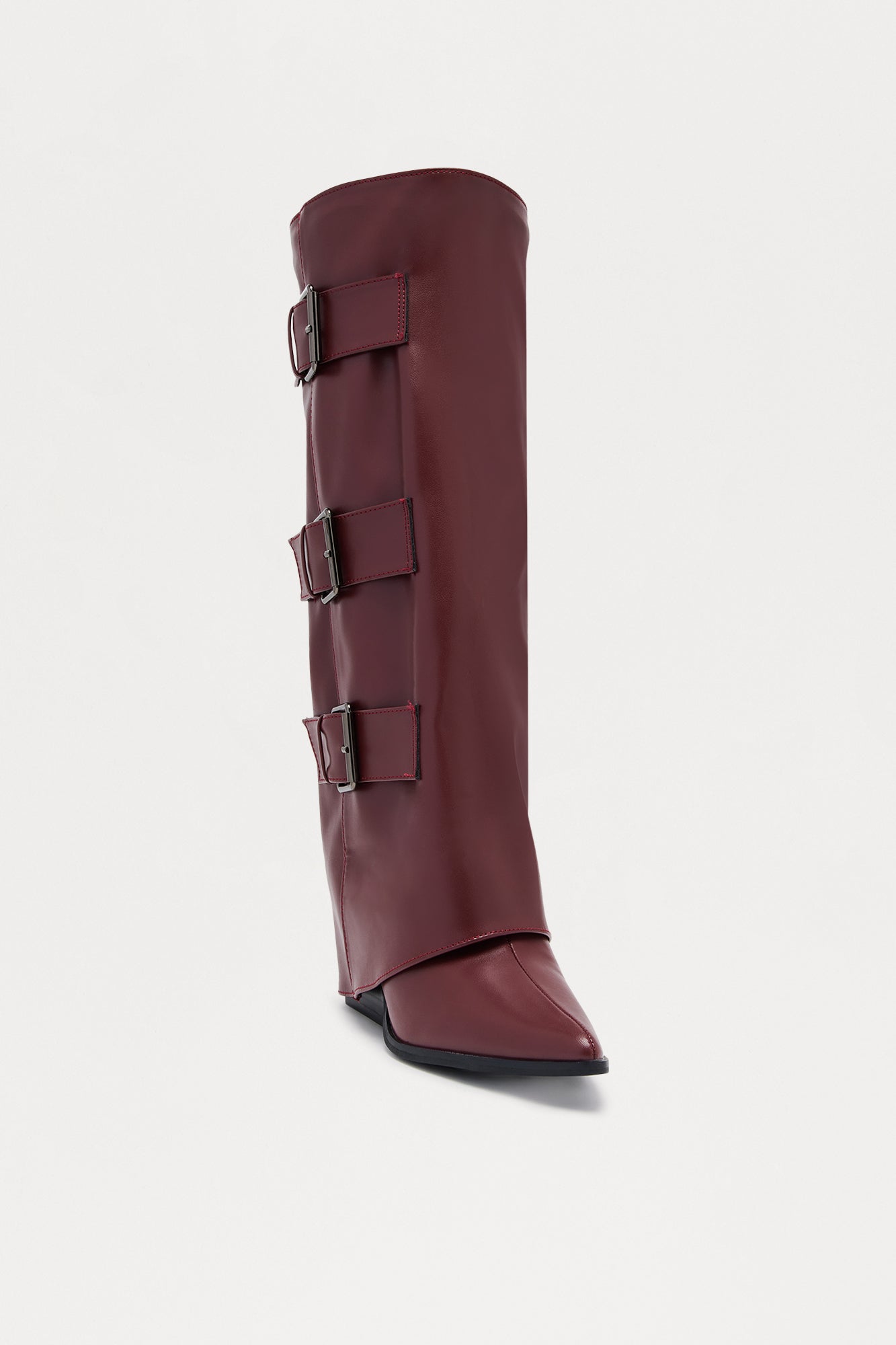 Toliver Buckle Overlay Boots - Burgundy