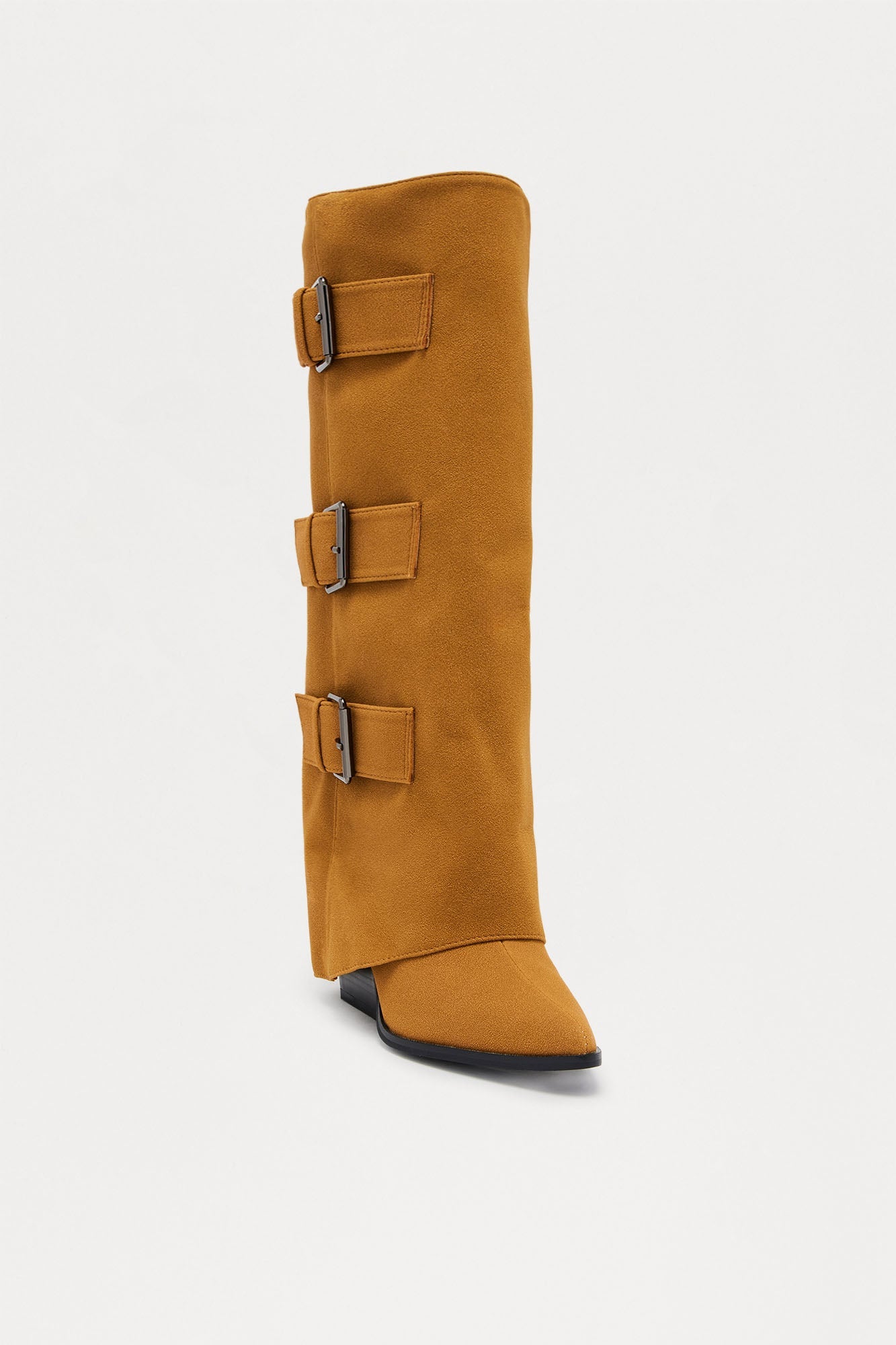 Toliver Buckle Overlay Boots - Tan
