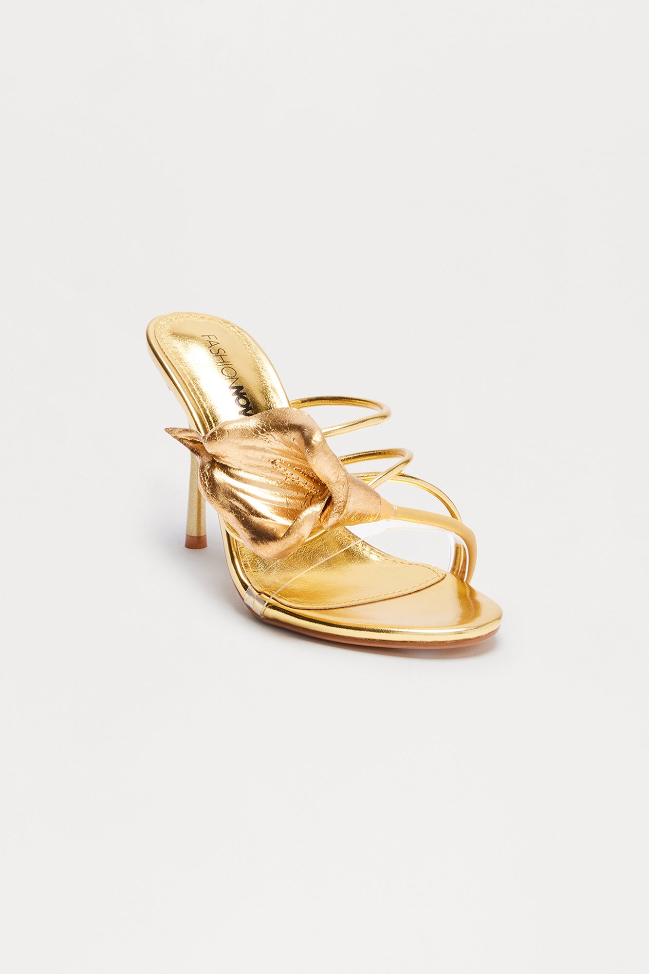 Resort Flower Slingback Heels - Gold