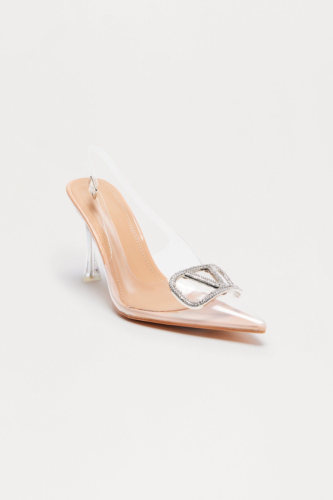 Sakina Rhinestone Trim Slingback Pumps - Clear