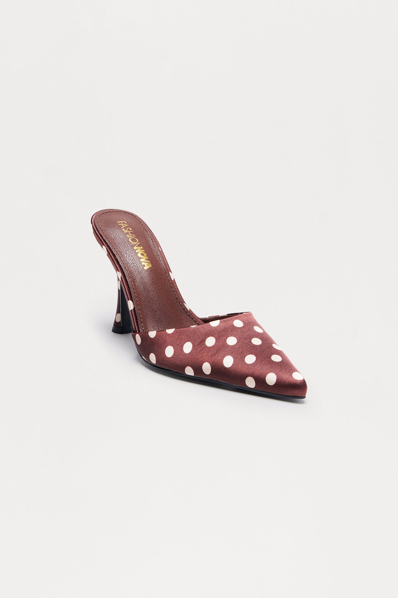 Delight Polka Dot Satin Pumps - Brown
