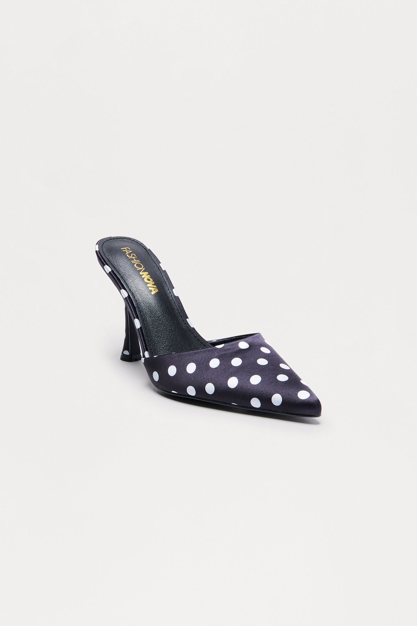 Delight Polka Dot Satin Pumps - Black