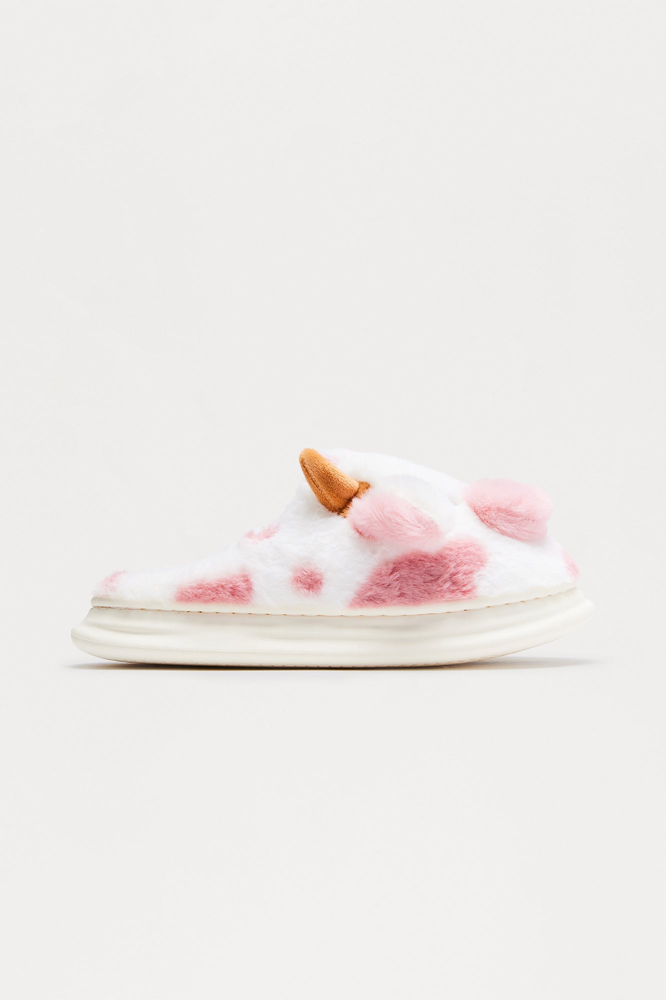 Moo Faux Fur Slippers - Pink