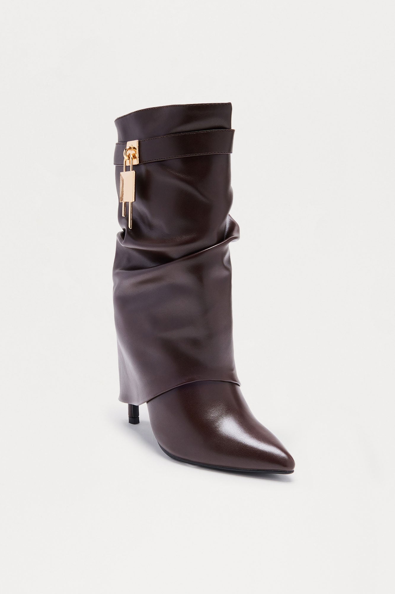 Crue Ruched Overlay Boots - Brown