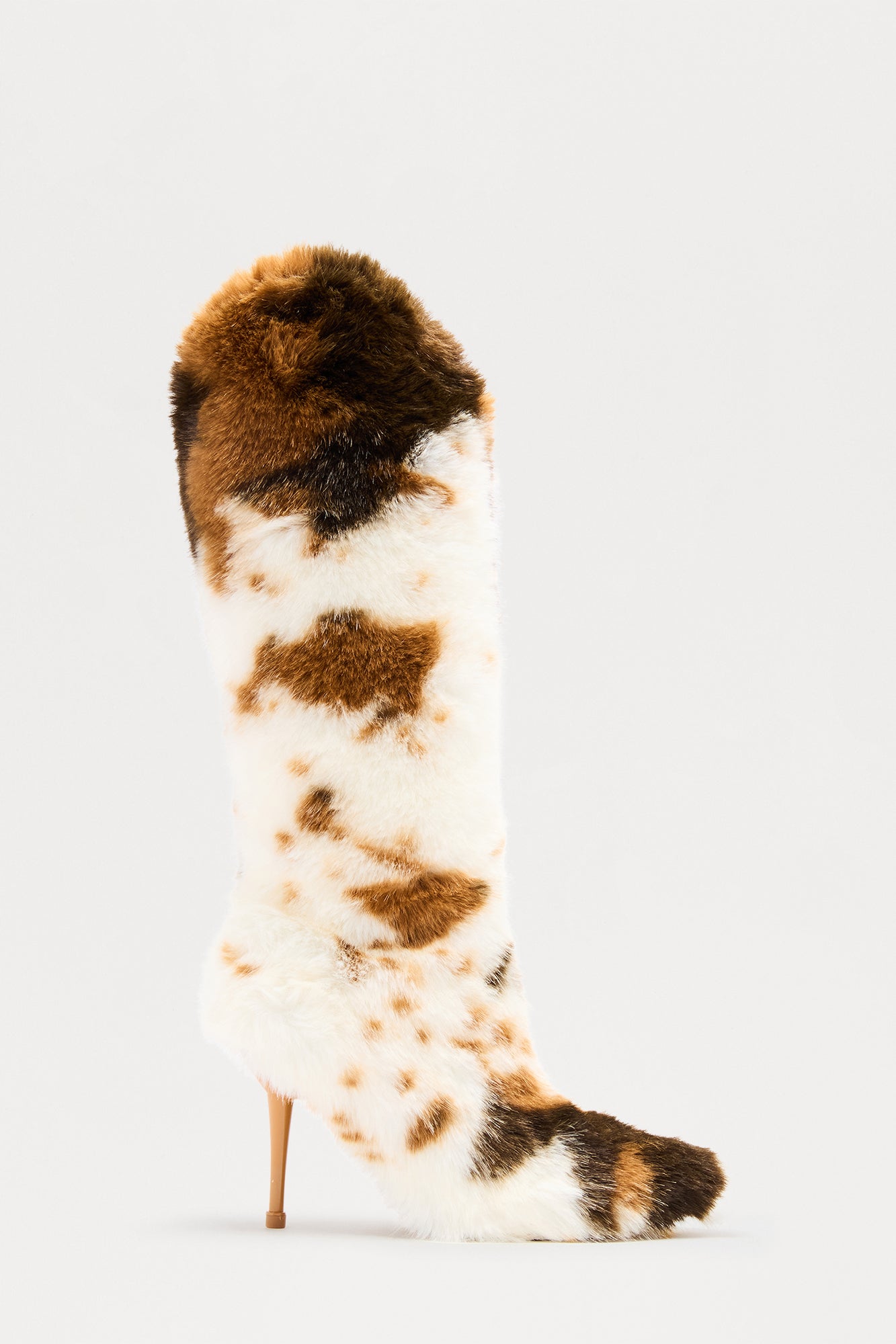 Clarabelle Faux Fur Stiletto Boots - Brown/combo