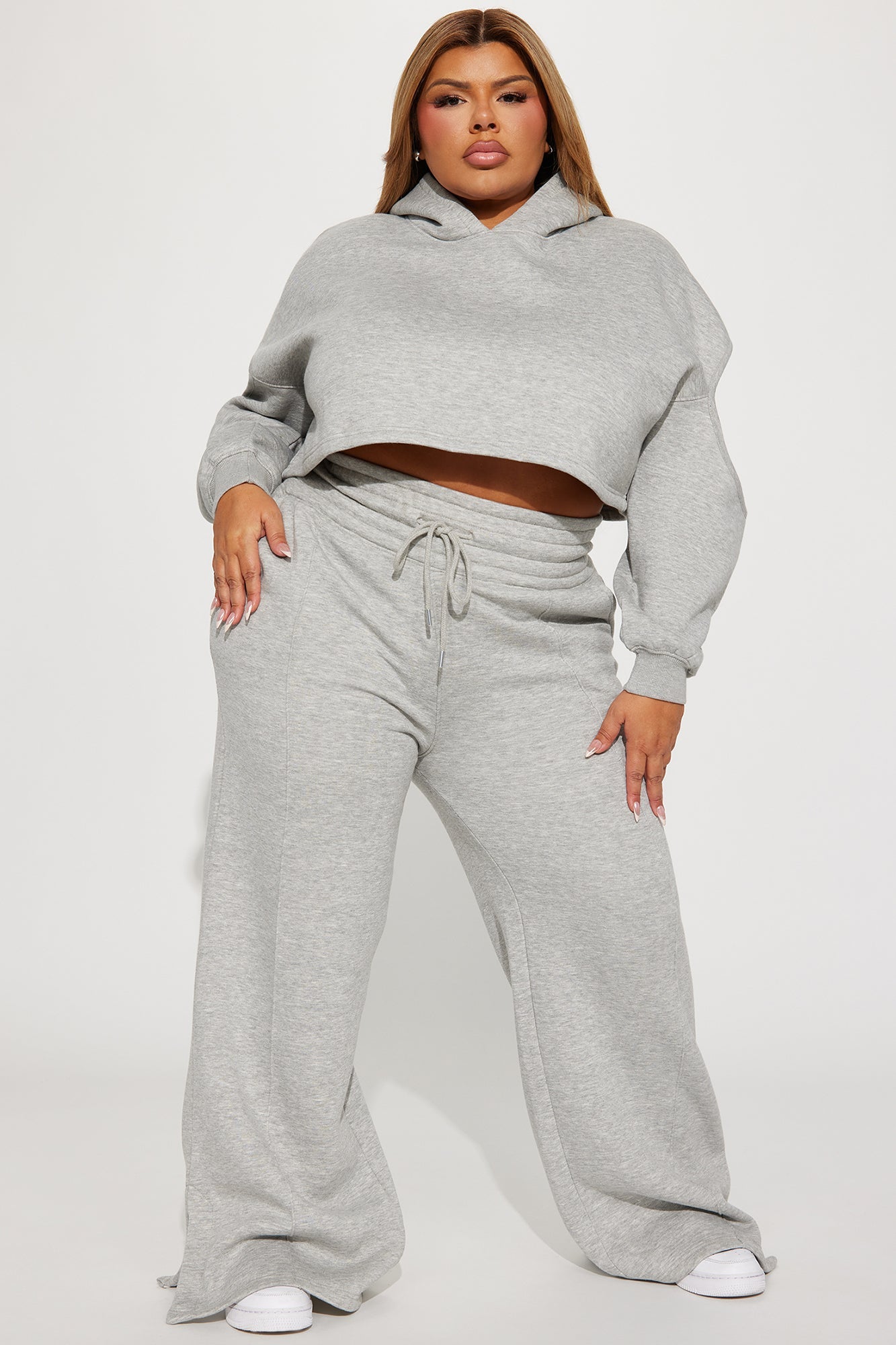 Daily Routine Fleece Pant Set - Heather Grey