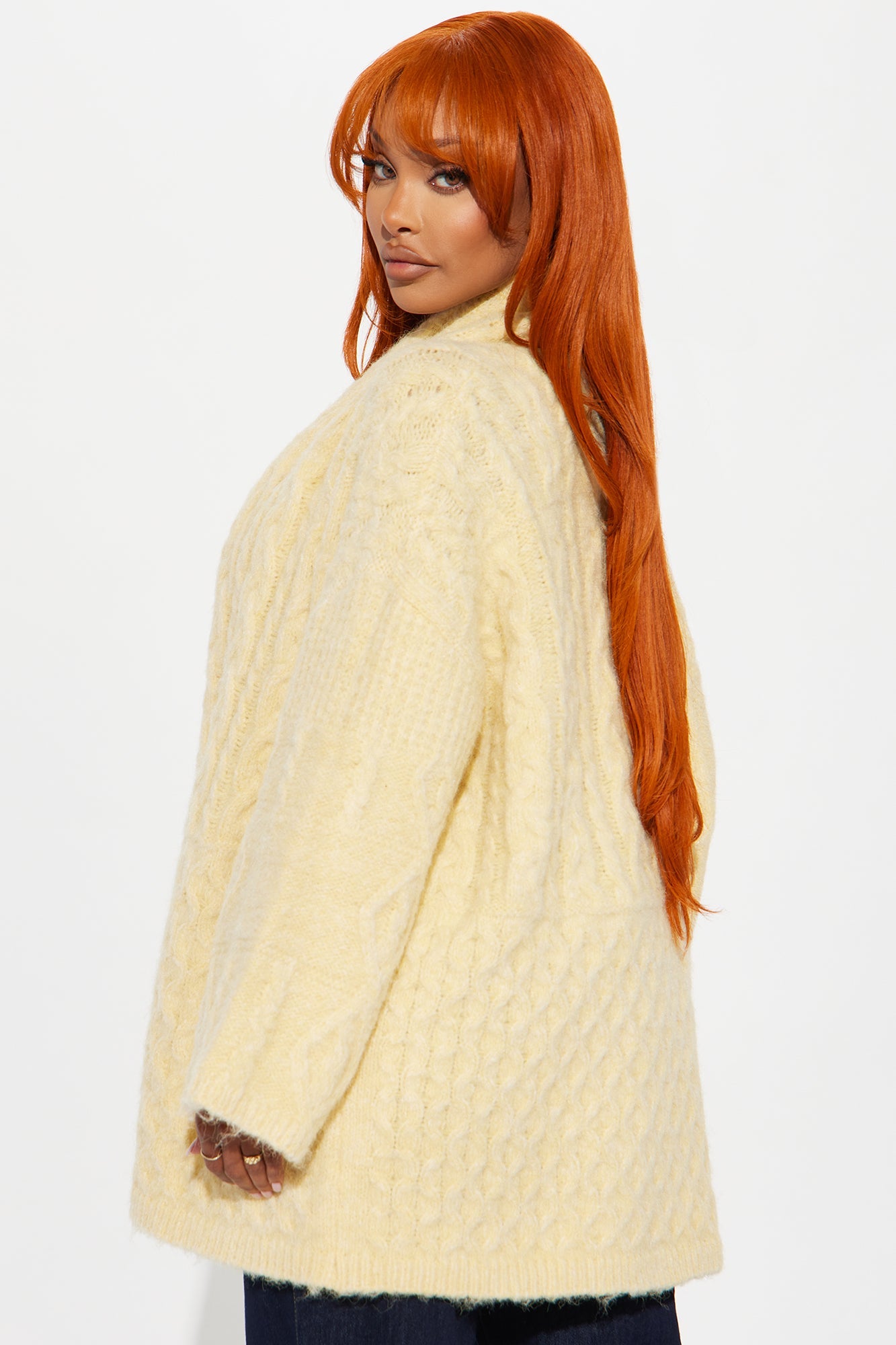 Fable Cable Knit Cardigan - Yellow