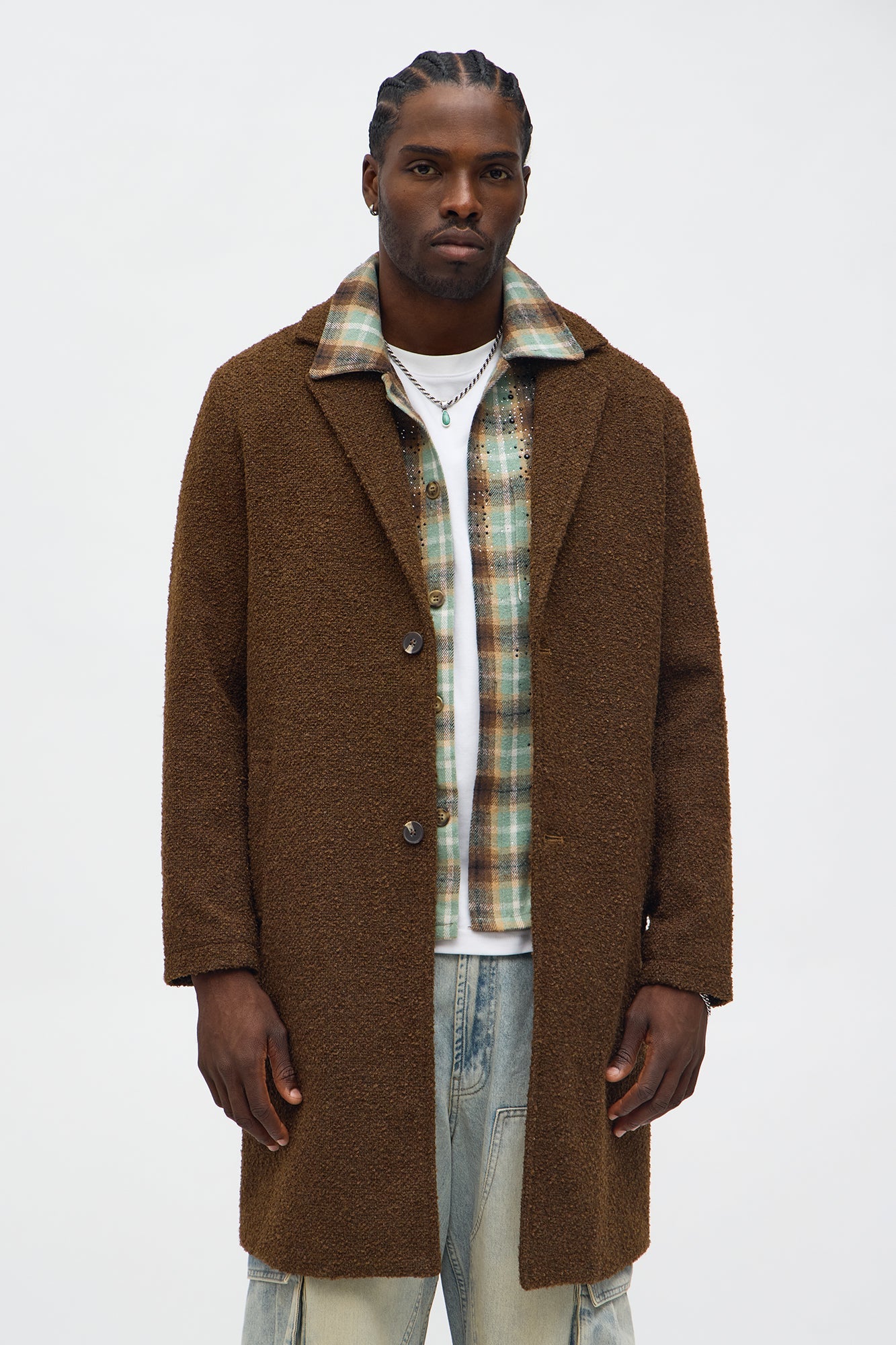 Textured Upper East Side Boucle Car Coat - Brown