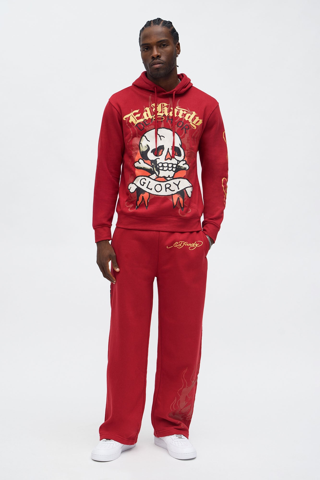 Ed Hardy Glory Skull Sweatpant - Red