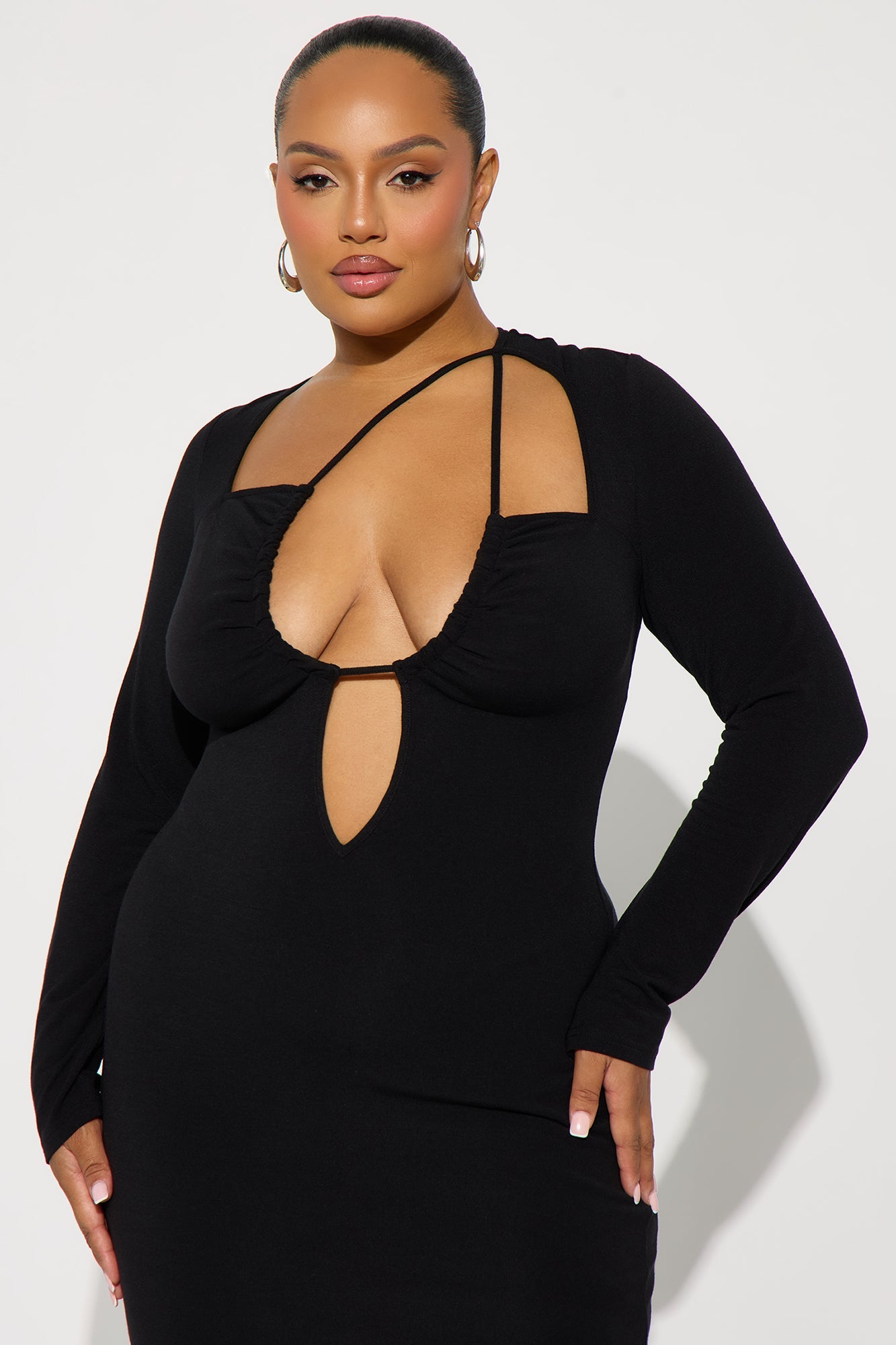 Cecilia Cut Out Midi Dress - Black