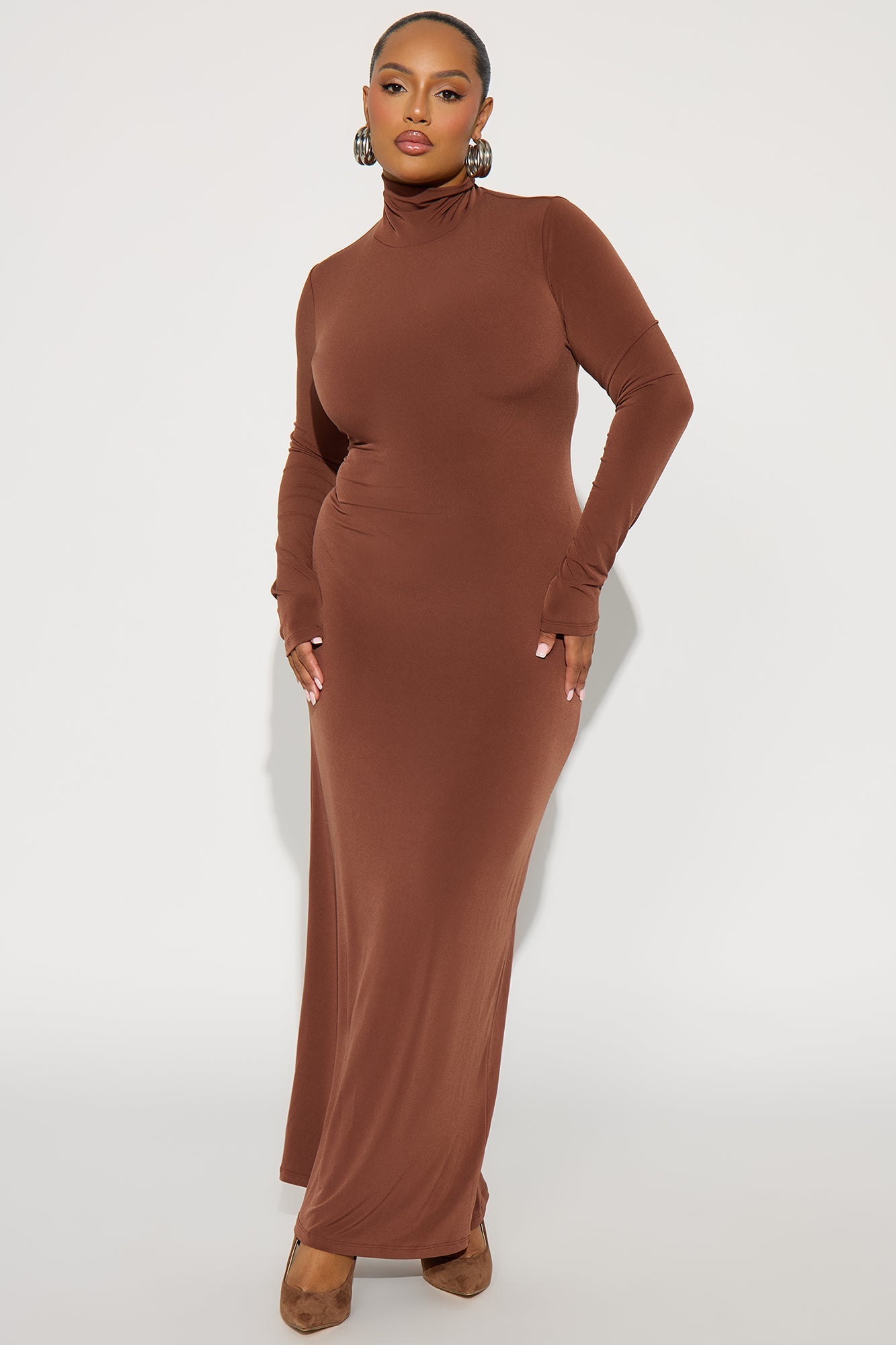 Perfect Match Long Sleeve Maxi Dress - Brown