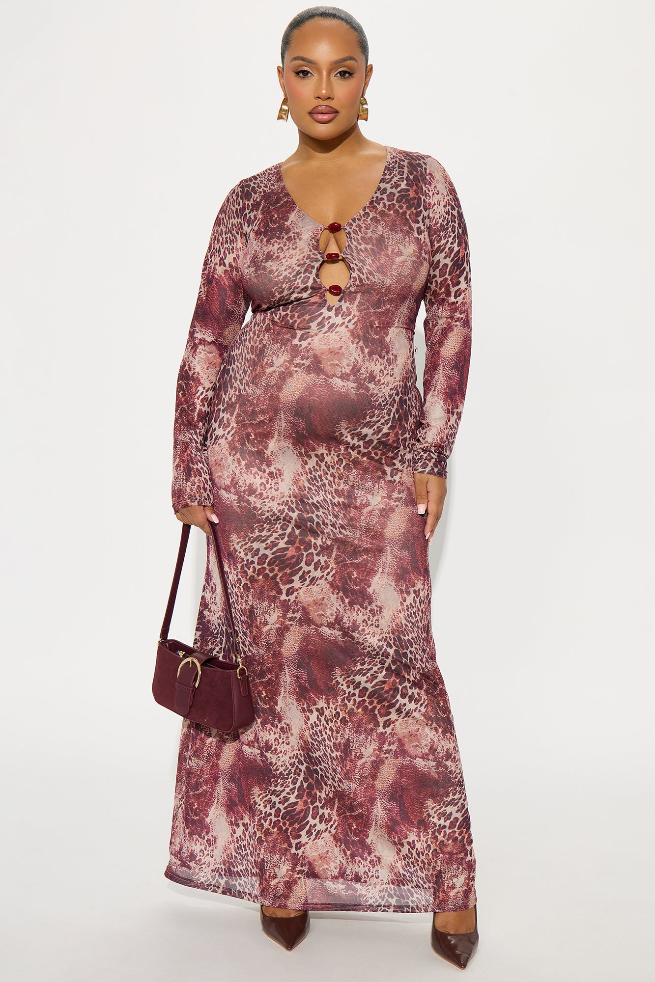 You Know Me Mesh Maxi Dress - Brown/combo