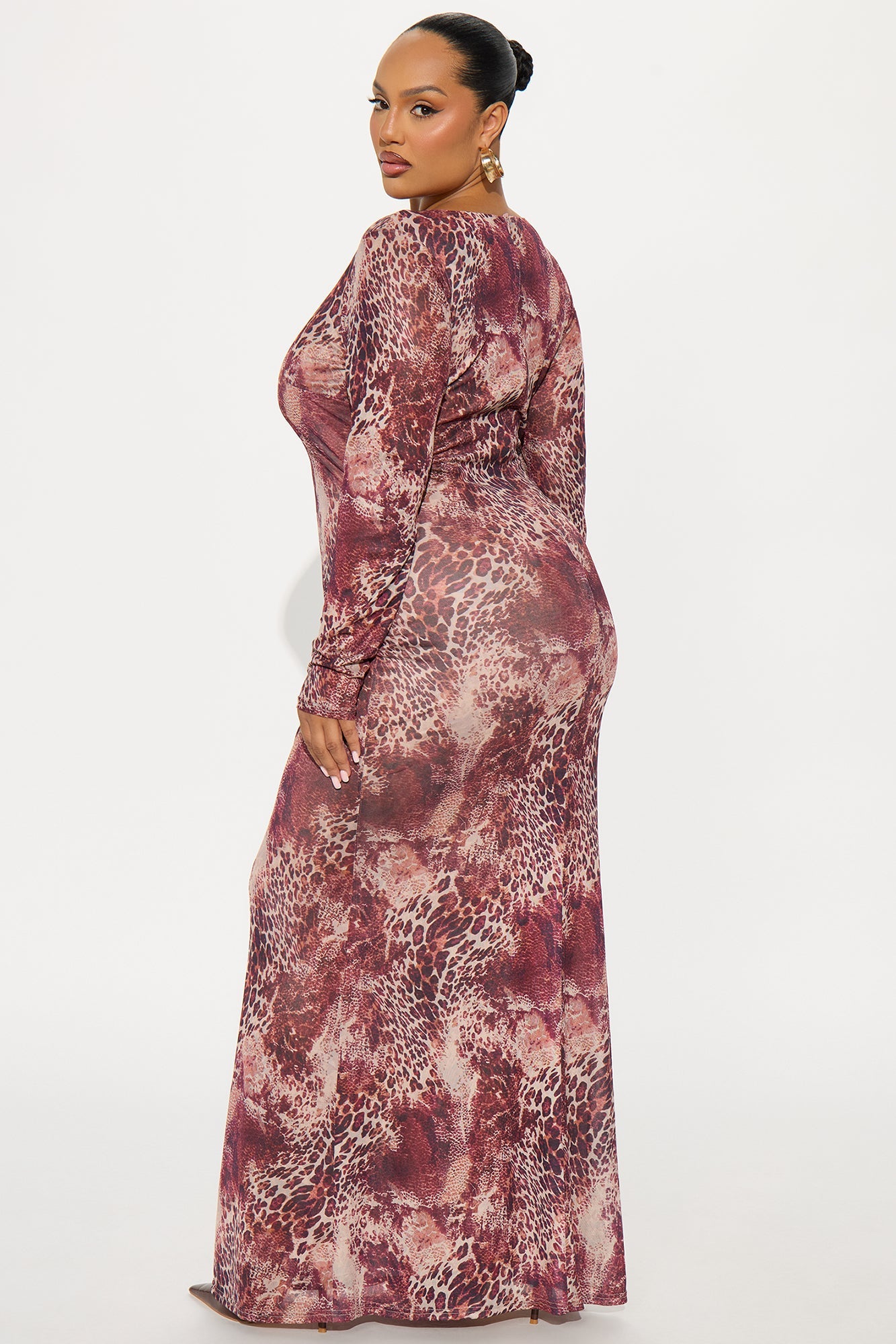 You Know Me Mesh Maxi Dress - Brown/combo
