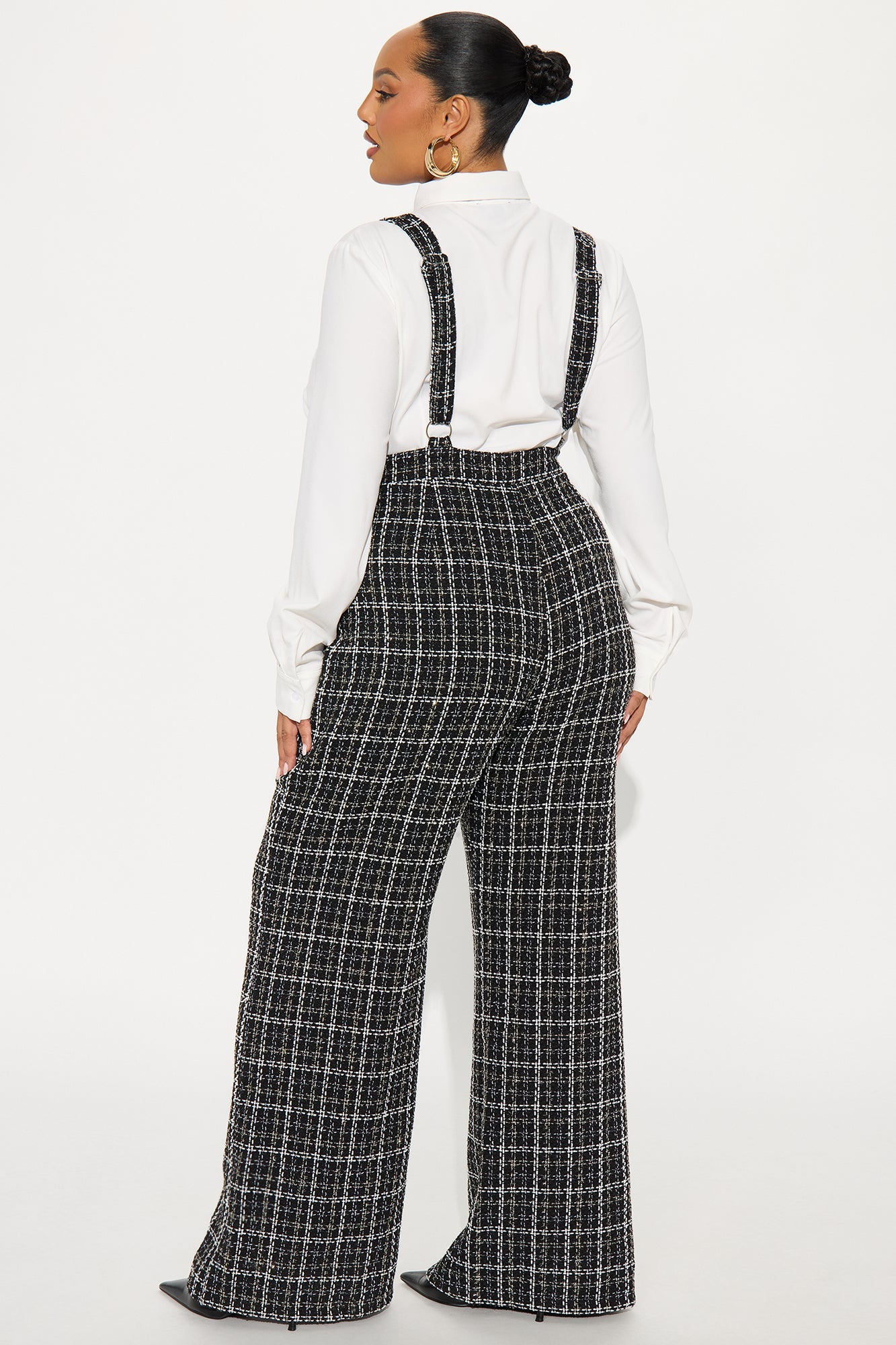 Melania Tie Plaid Jumpsuit - Black/White