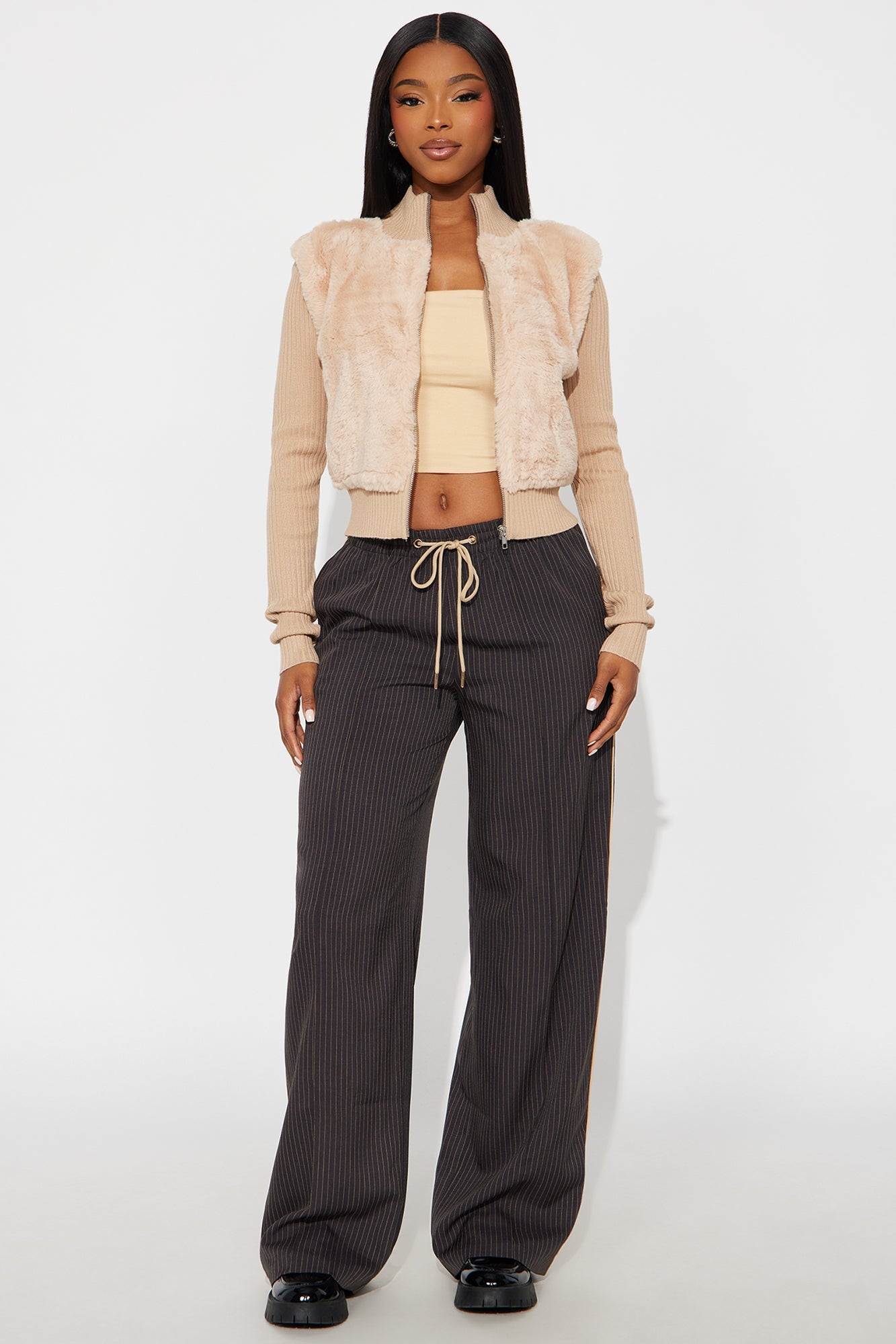 Melting Hearts Faux Fur Cardigan - Camel