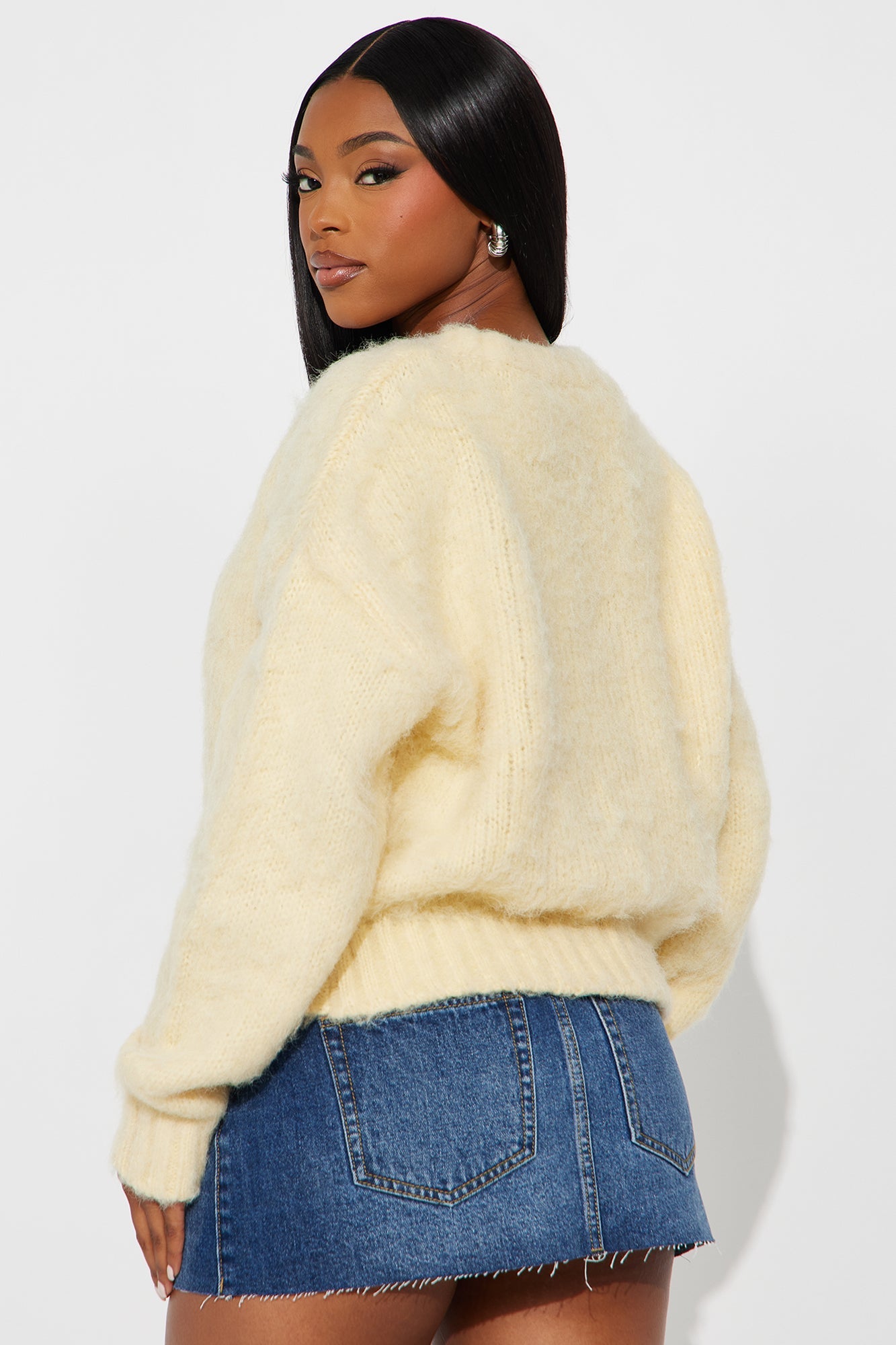 Stepping Out Fuzzy Sweater - Butter Yellow