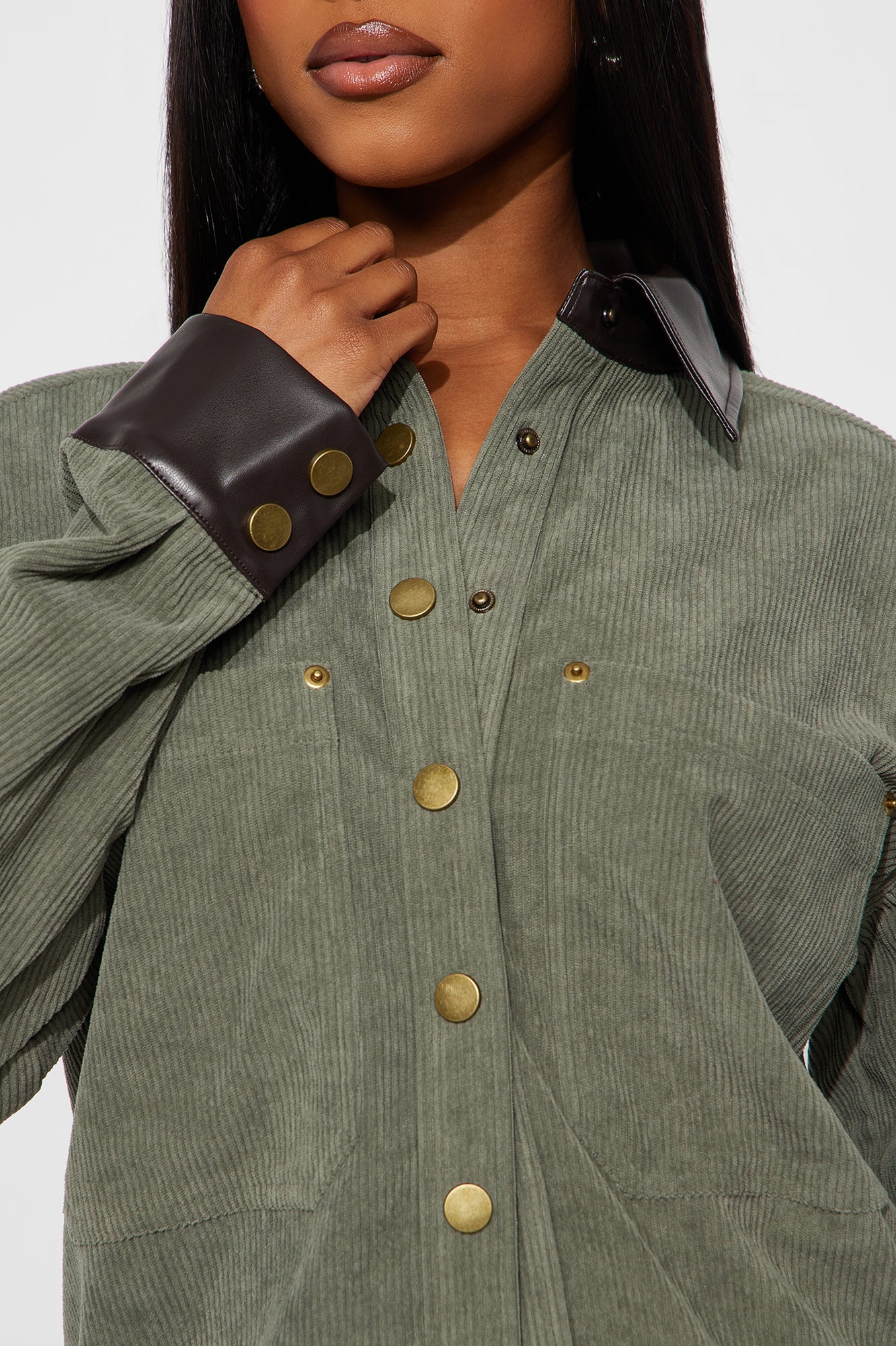 Cathleen Corduroy Pant Set - Olive