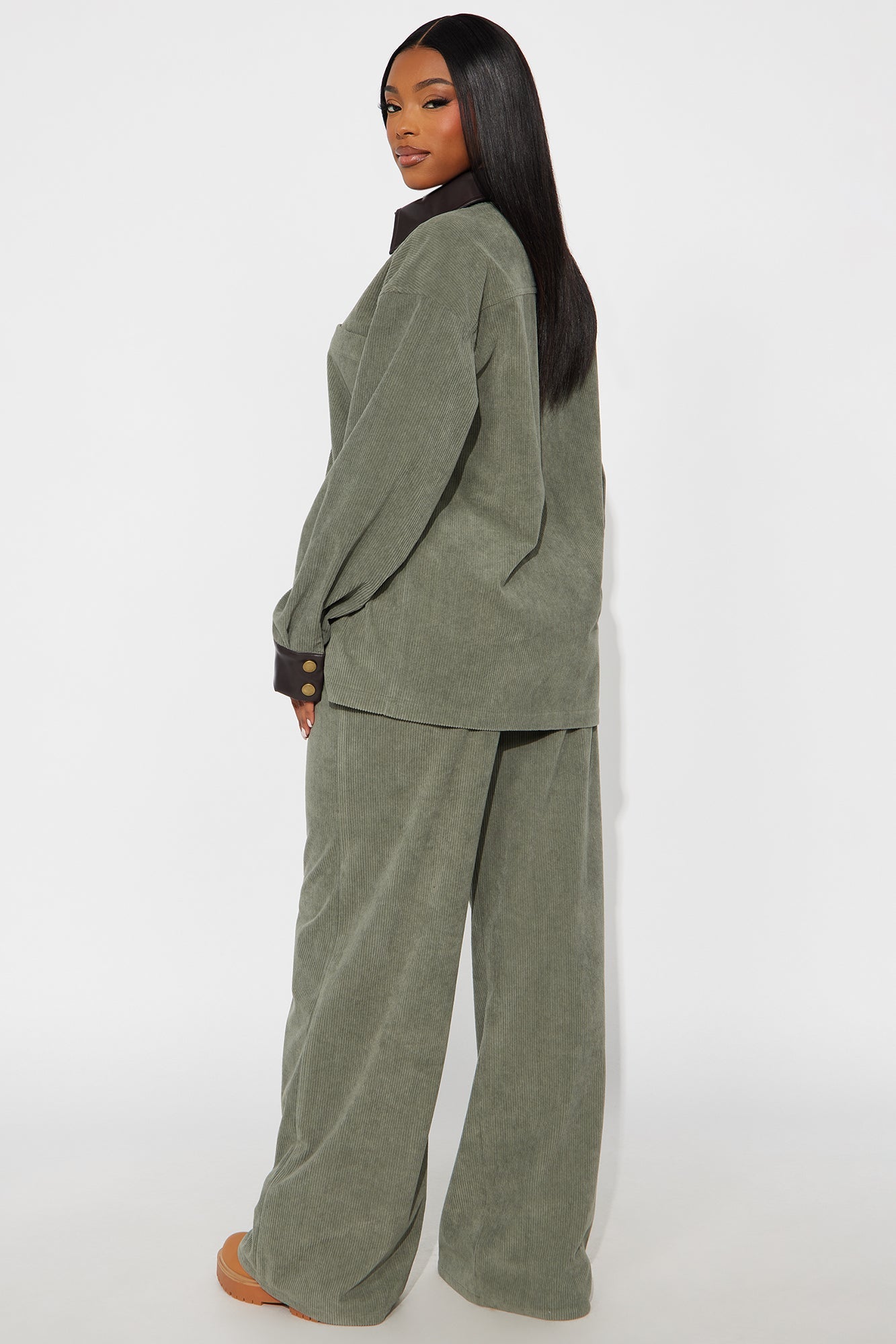 Cathleen Corduroy Pant Set - Olive