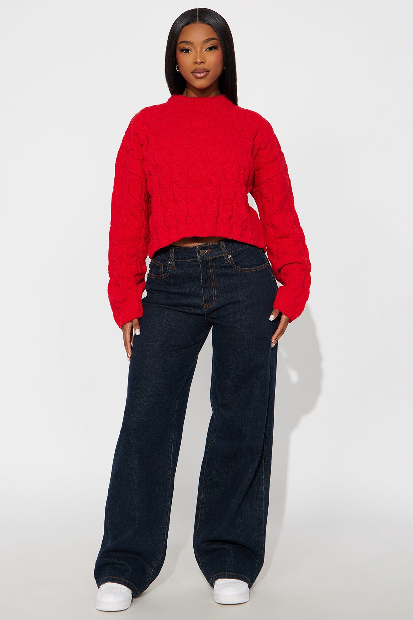 Class Dismissed Cable Knit Sweater - Red