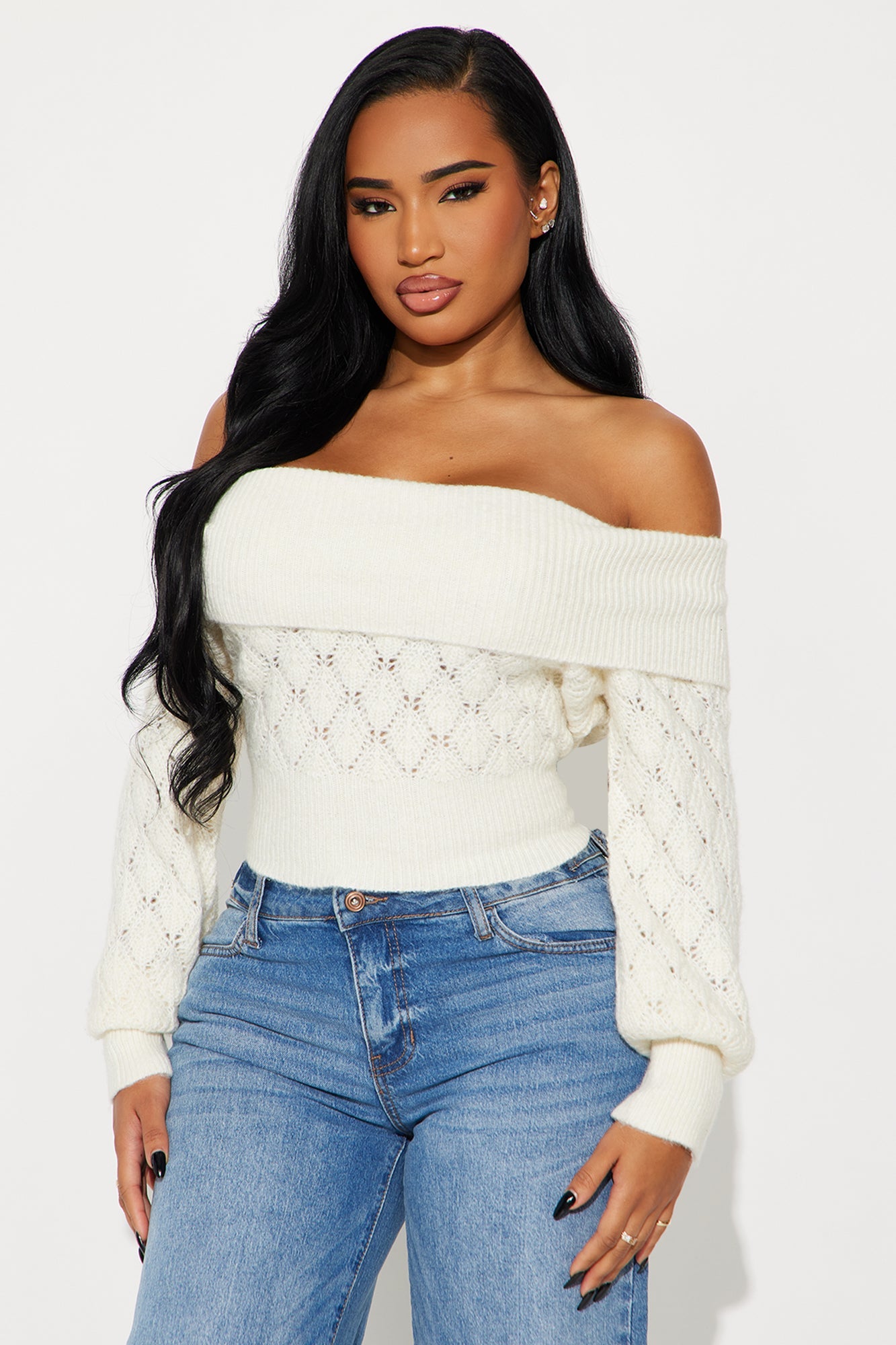 Warm Thoughts Off Shoulder Sweater Top - Cream