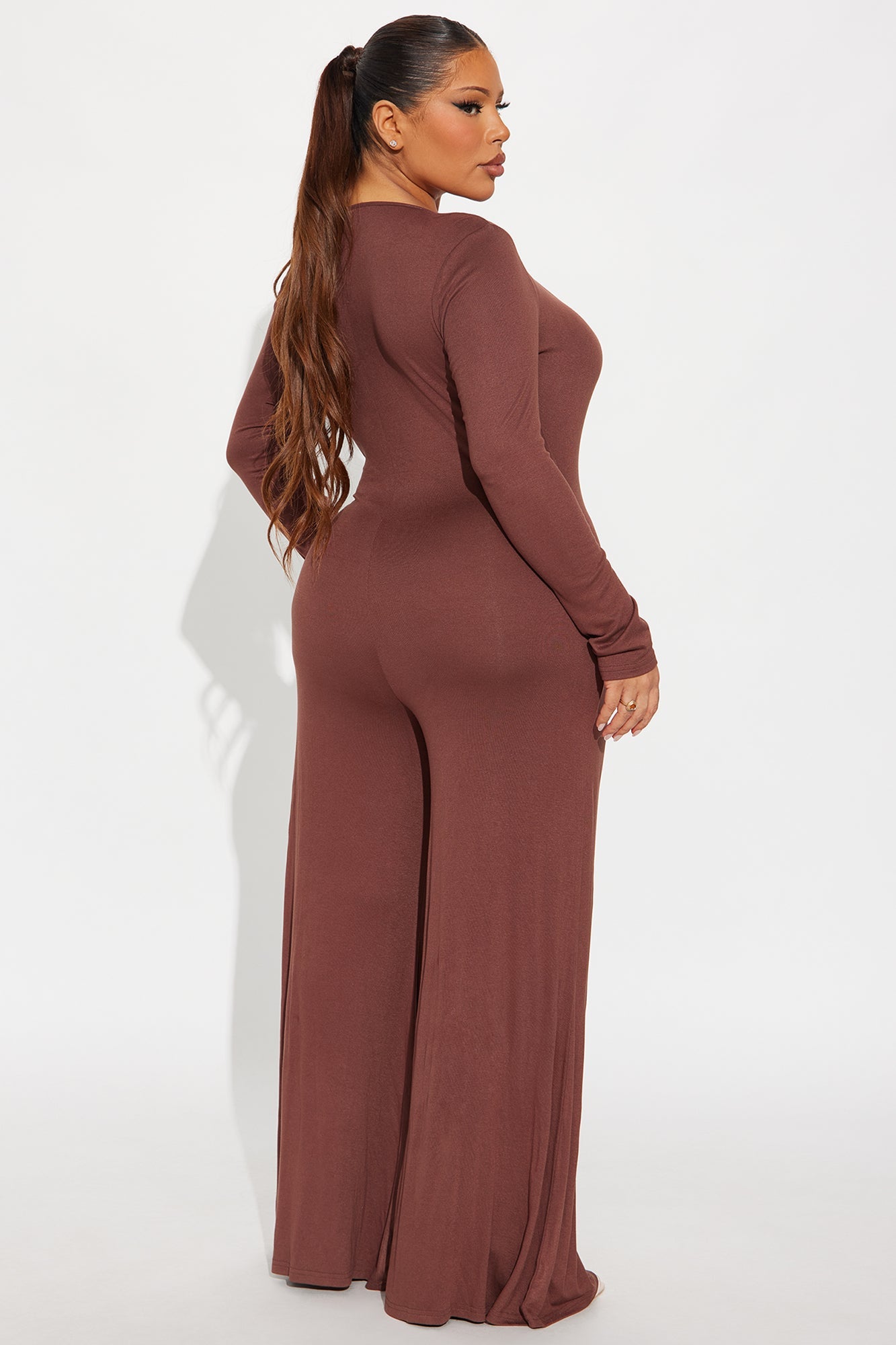 Made To Tempt Plunge Neck Jumpsuit - Brown