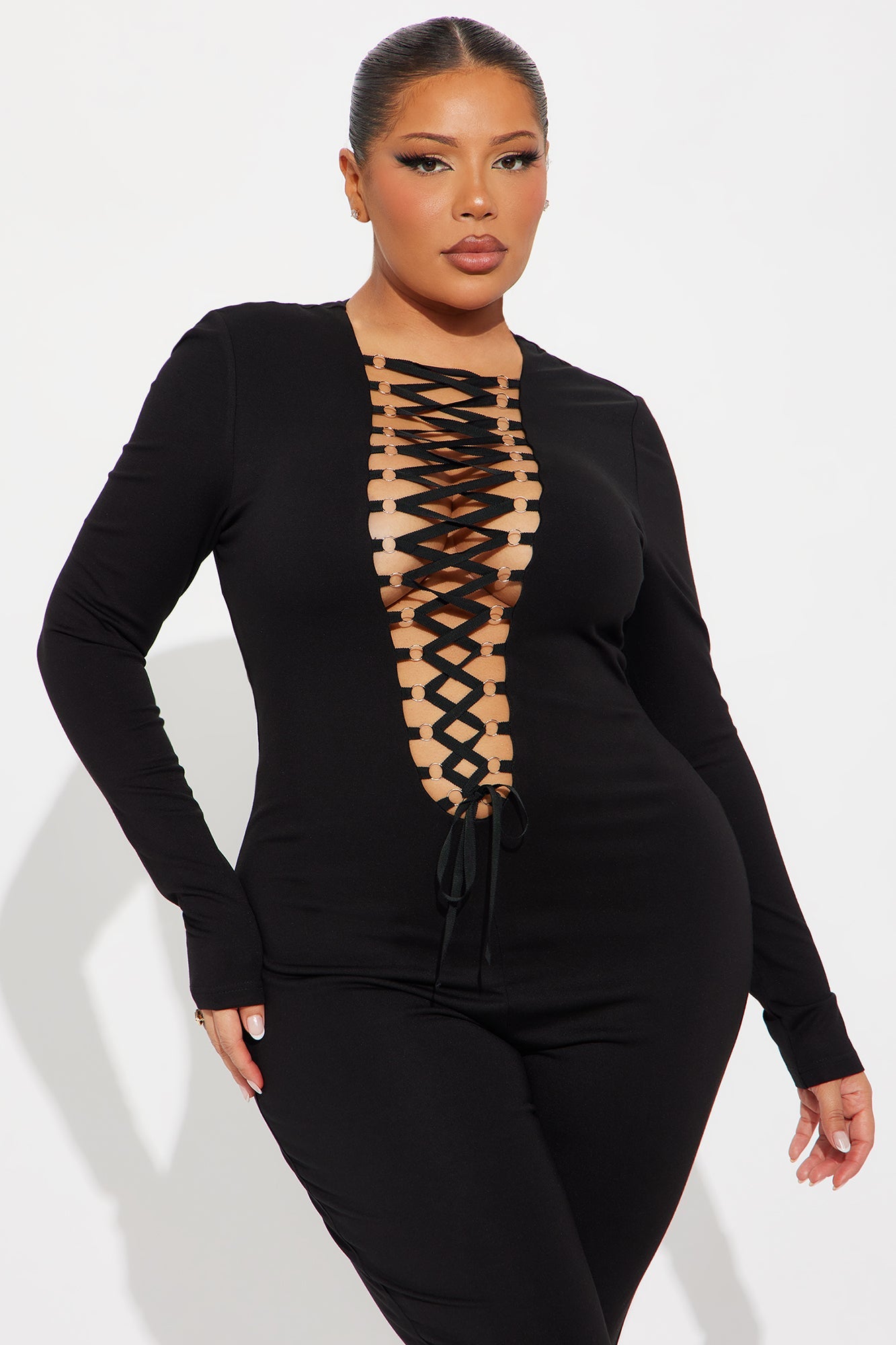 Layla Lace Up Capri Jumpsuit - Black
