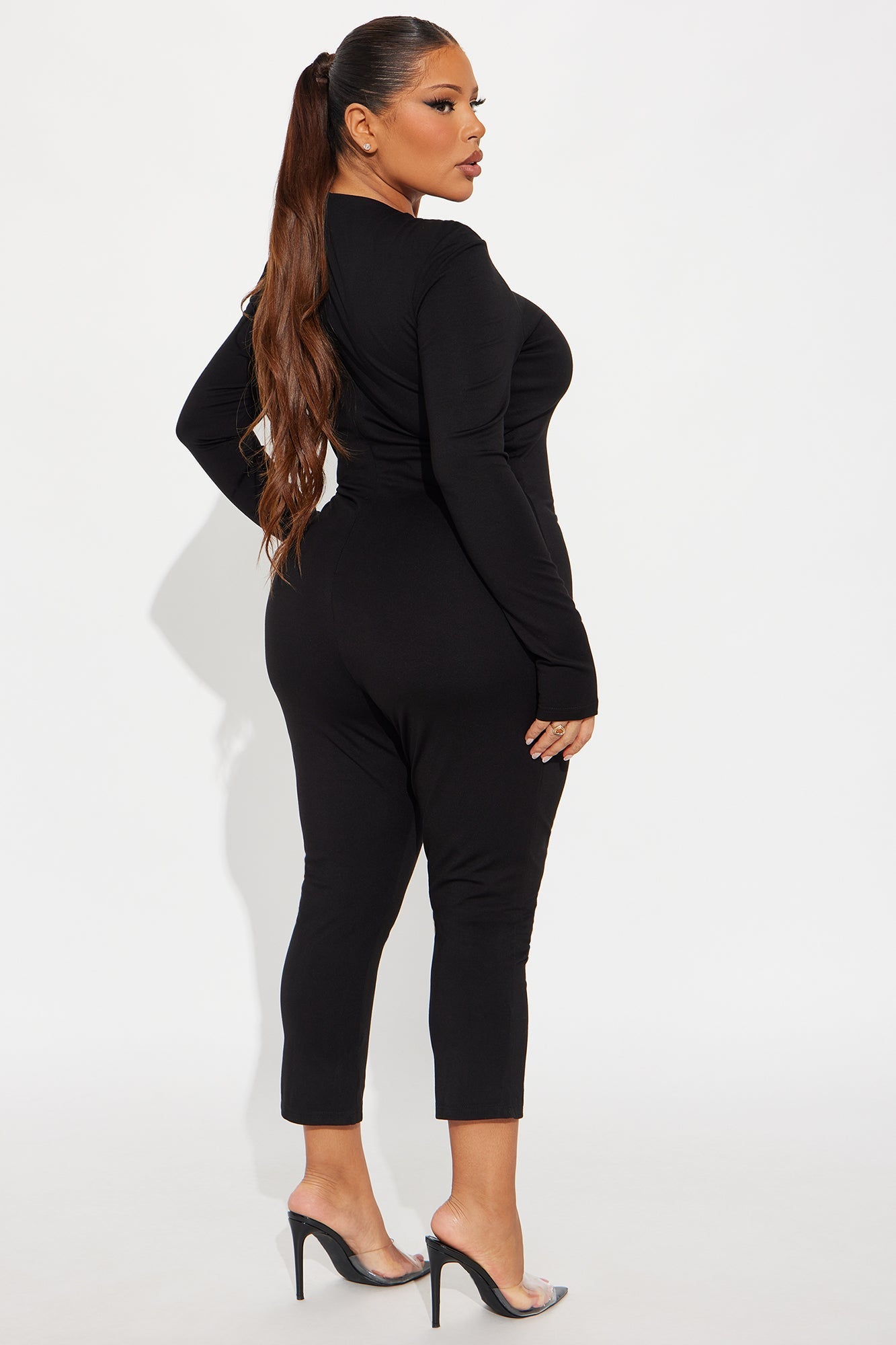 Layla Lace Up Capri Jumpsuit - Black
