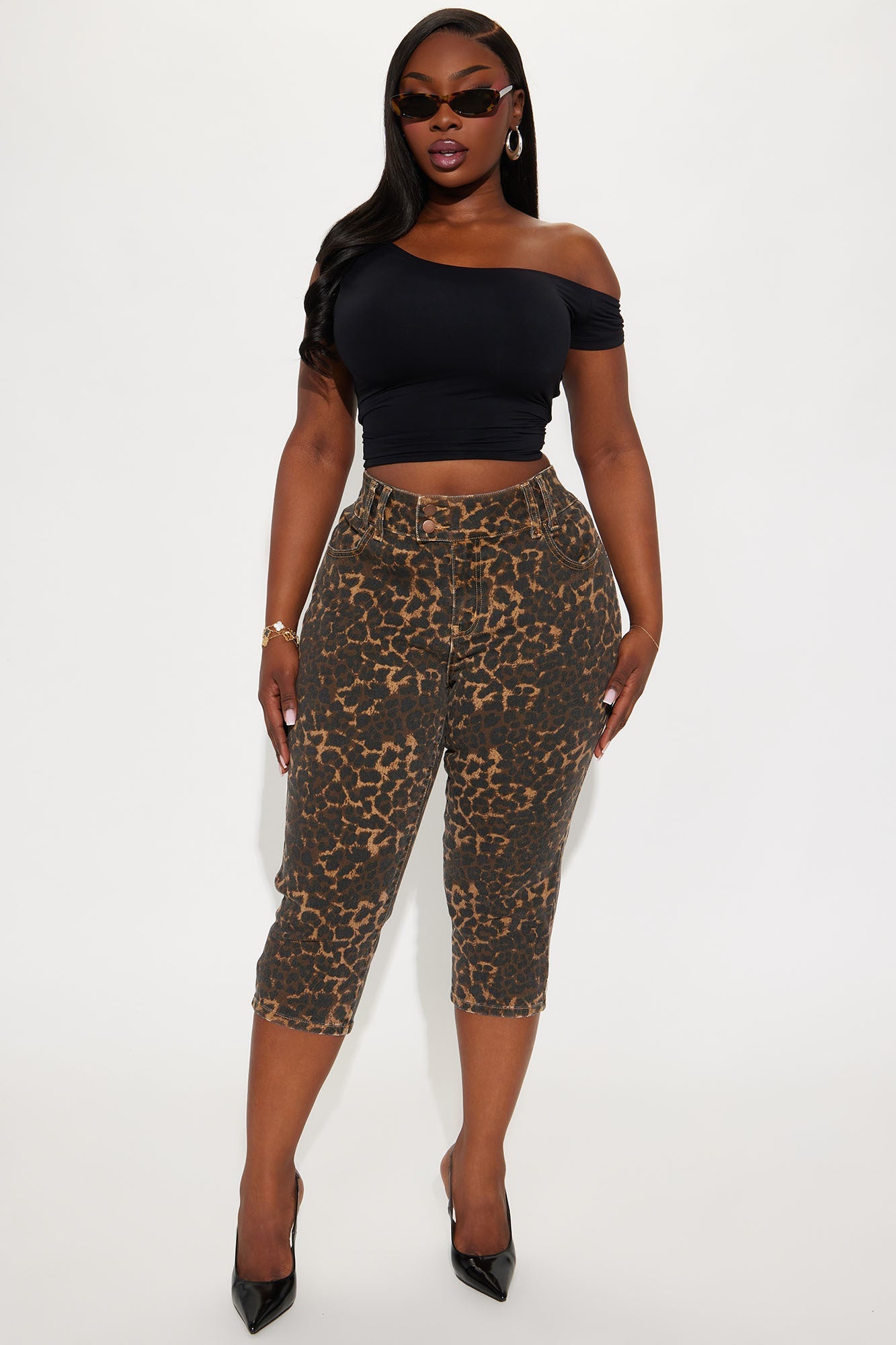 Wild One Leopard Capri Jeans - Brown