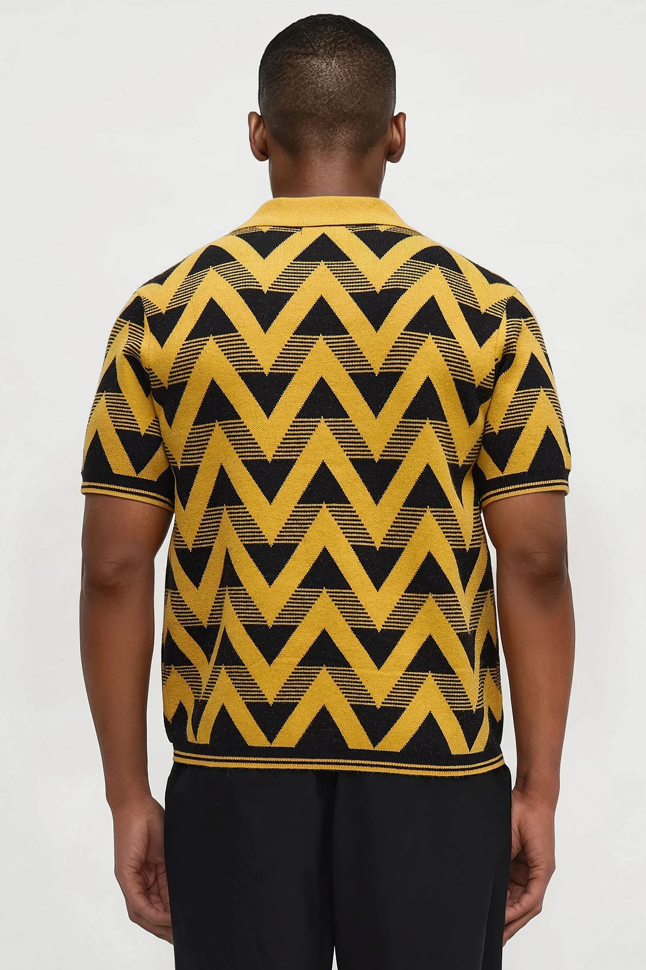 Charlie Johnny Collar Knitted Polo - Yellow/combo