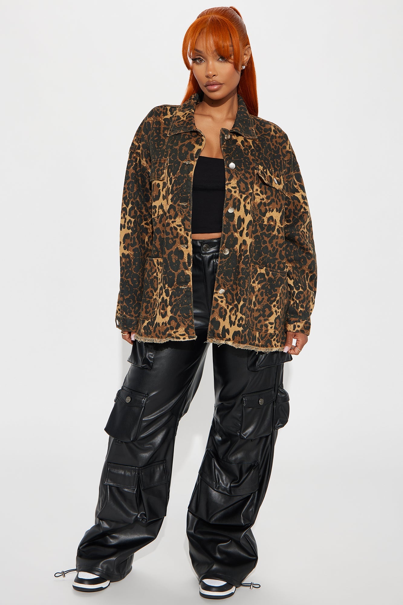 Wild For You Leopard Denim Shacket - Brown/combo