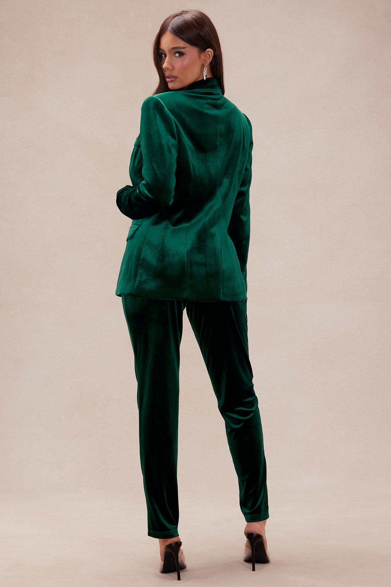 Vienna Velvet Blazer Suit Set - Hunter