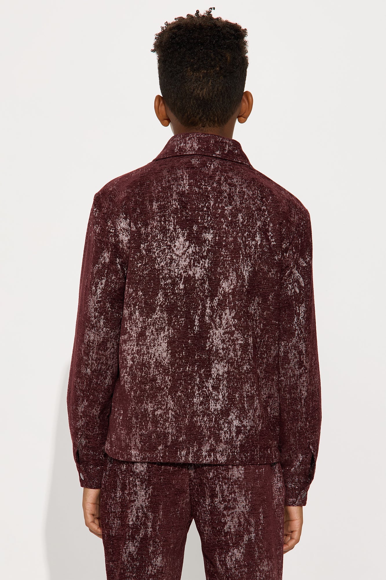 Mini Velvet Heathered Work Jacket - Burgundy