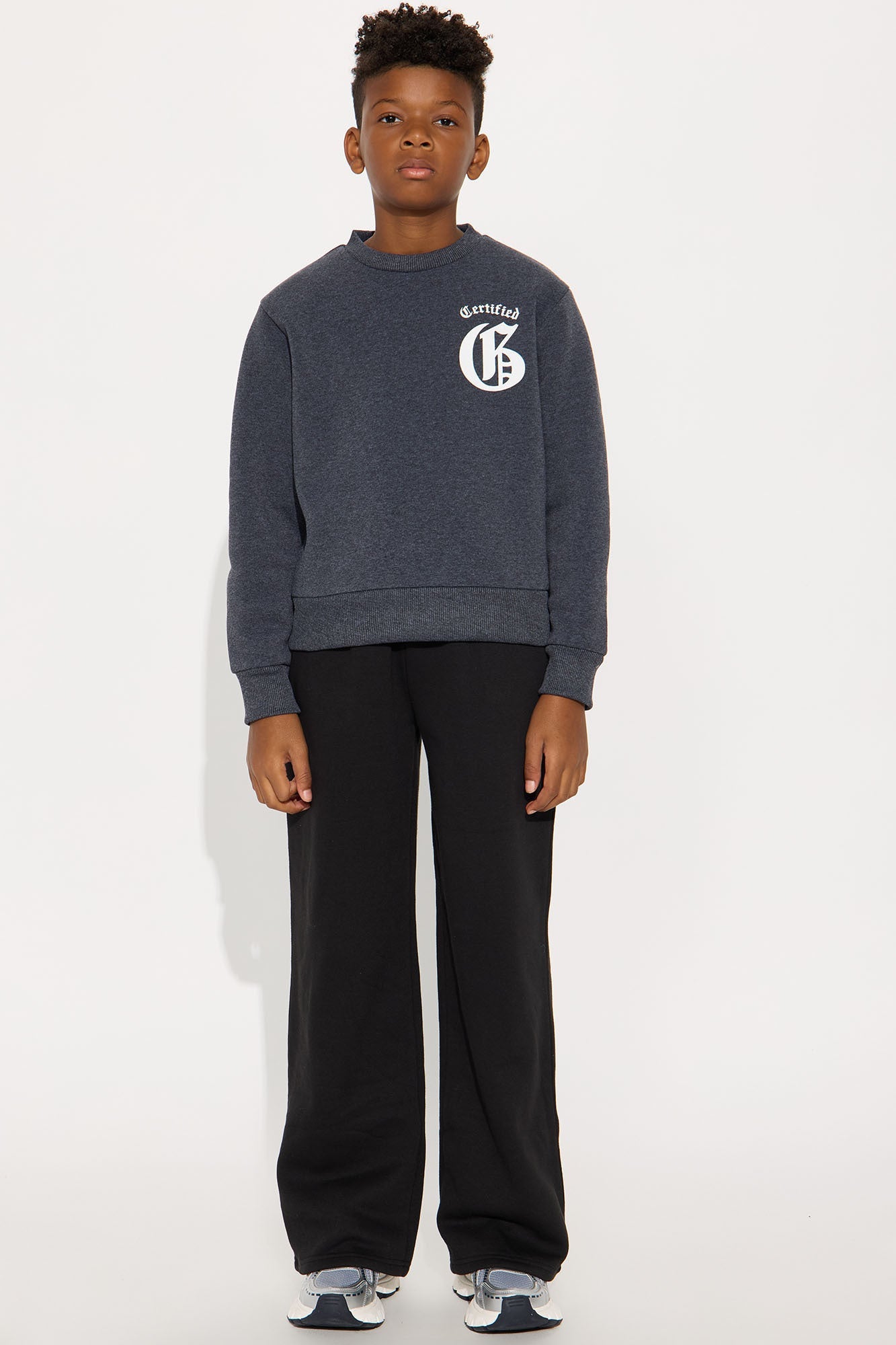 Mini Certified Front/Back Crew Neck Sweatshirt - Grey